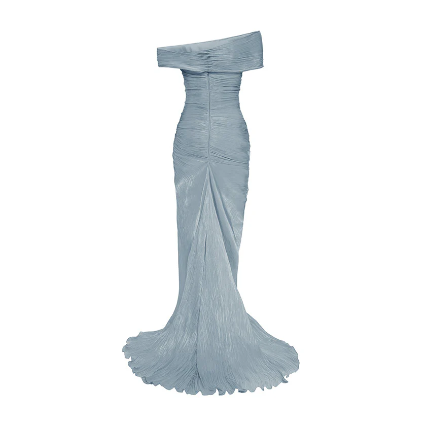 HAND PLEATED SILK WITH TWISTED SLIT GOWN - Image 11