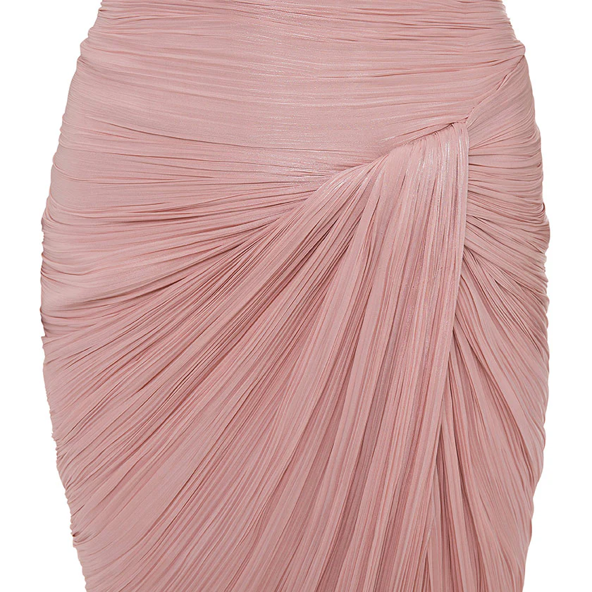 HAND PLEATED SILK WITH TWISTED SLIT GOWN - Image 5