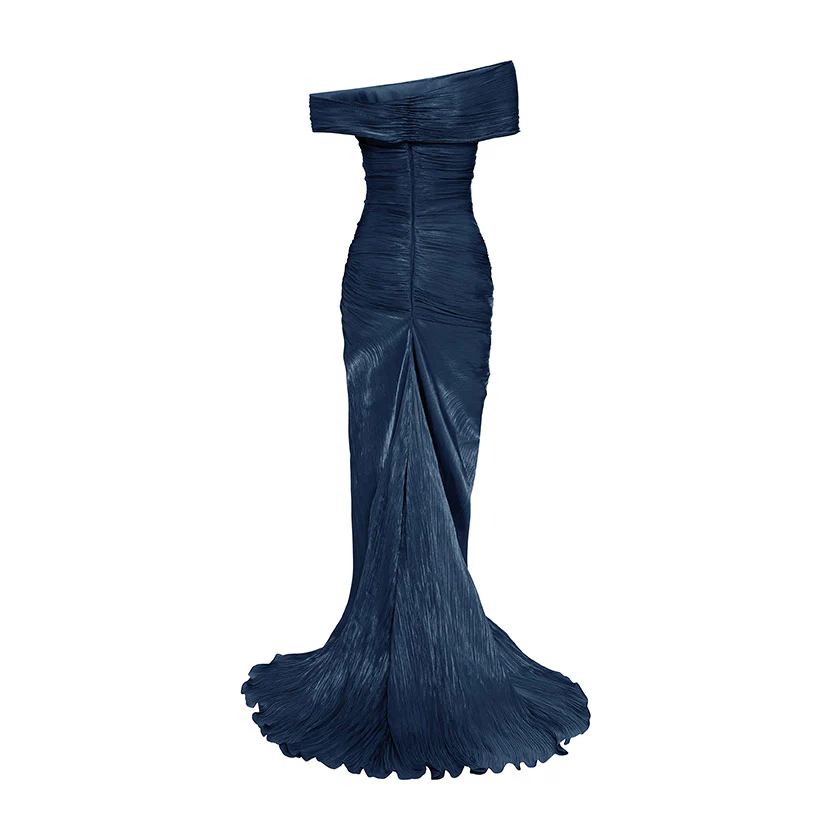 HAND PLEATED SILK WITH TWISTED SLIT GOWN - Image 7