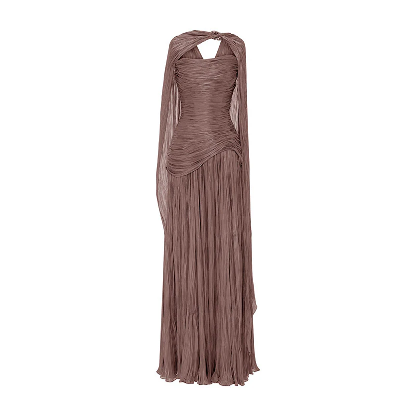 HAND-PLEATED SILKY ORGANZA GOWN WITH CAPE - Image 10