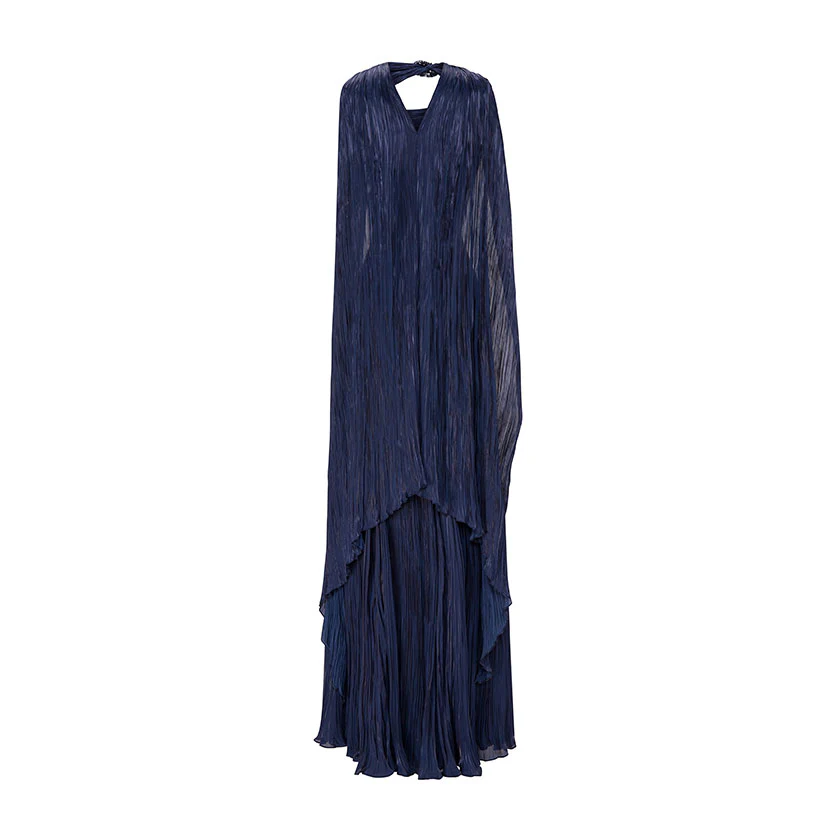 HAND-PLEATED SILKY ORGANZA GOWN WITH CAPE - Image 3