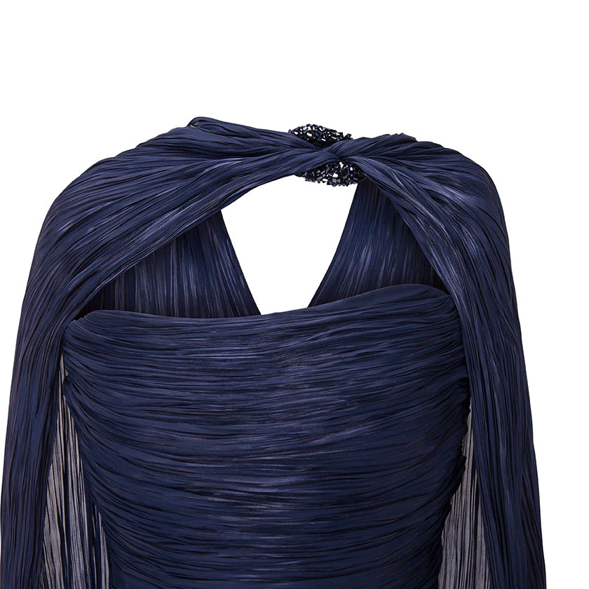 HAND-PLEATED SILKY ORGANZA GOWN WITH CAPE - Image 4