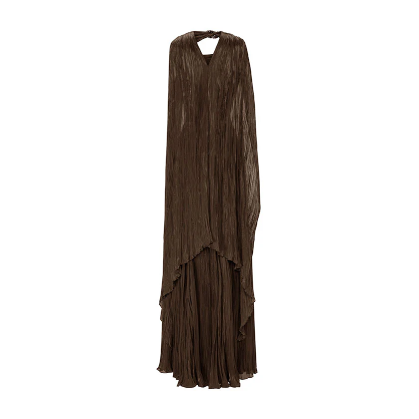 HAND-PLEATED SILKY ORGANZA GOWN WITH CAPE - Image 7