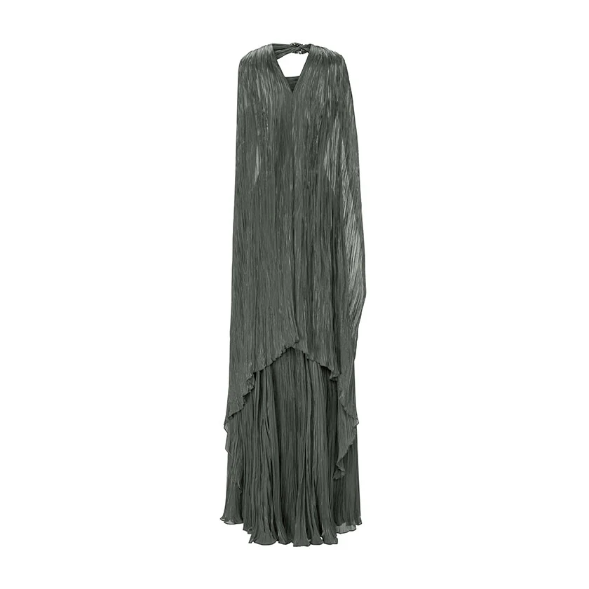 HAND-PLEATED SILKY ORGANZA GOWN WITH CAPE - Image 9