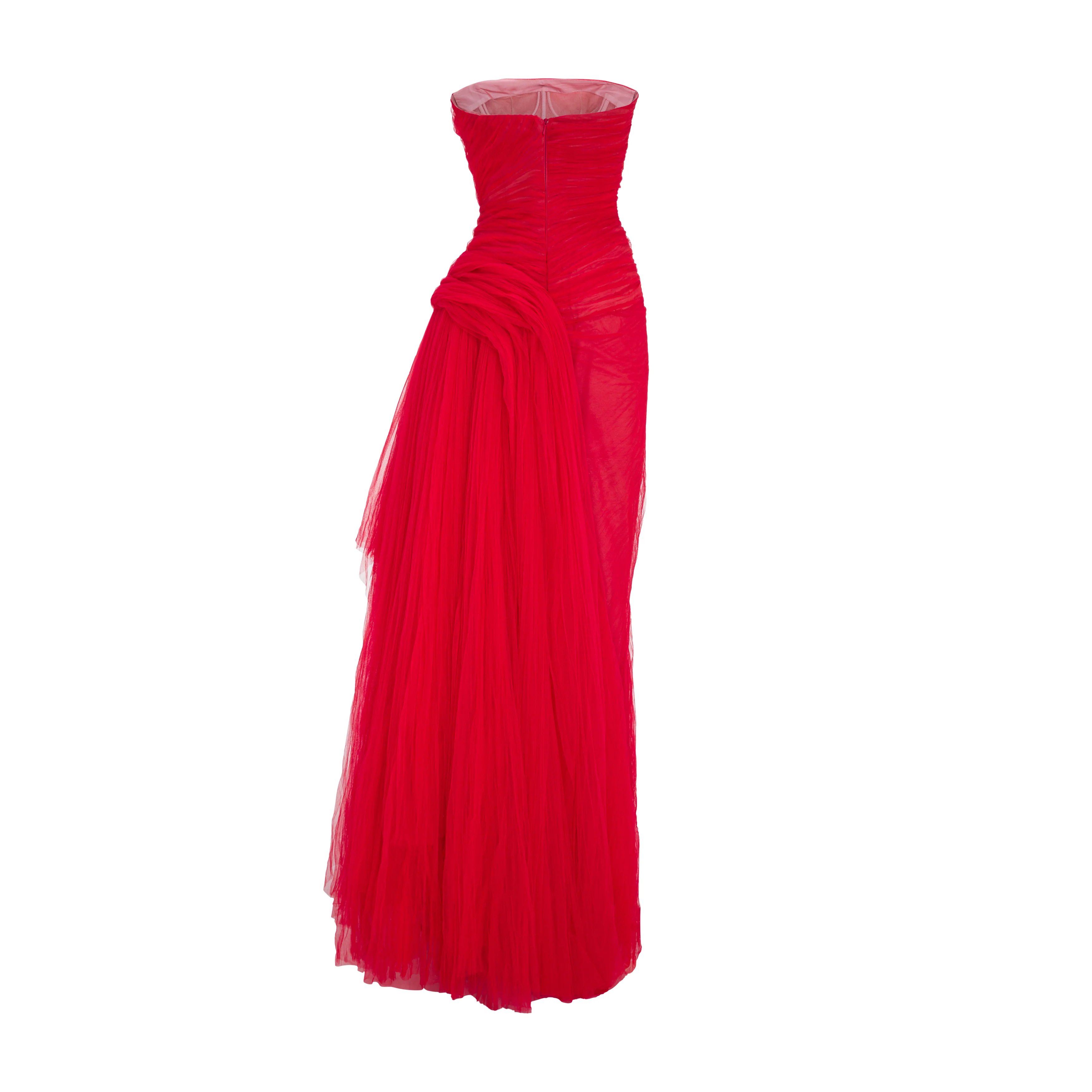 Side Tail Pleated Tulle Gown - Image 3