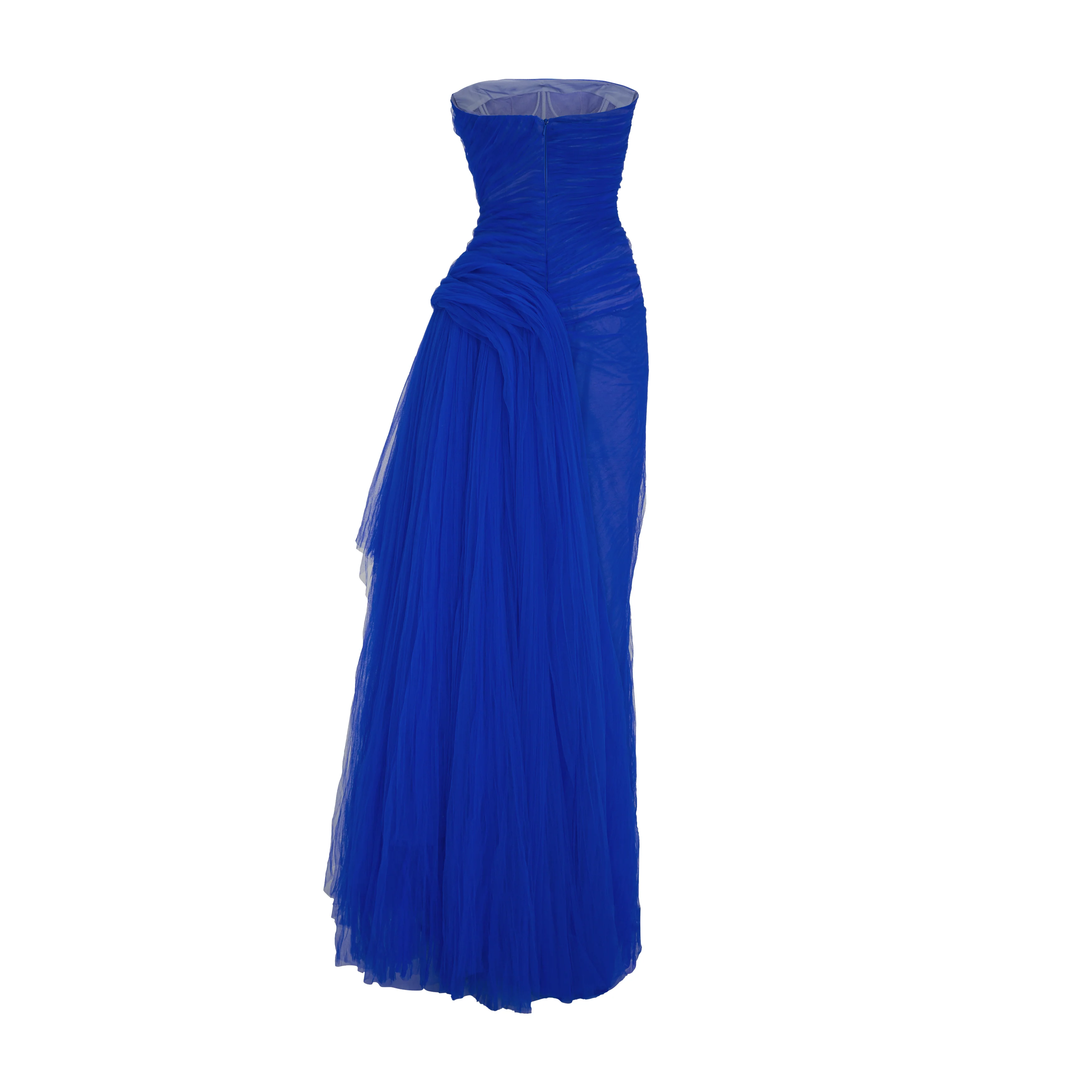 Side Tail Pleated Tulle Gown - Image 5