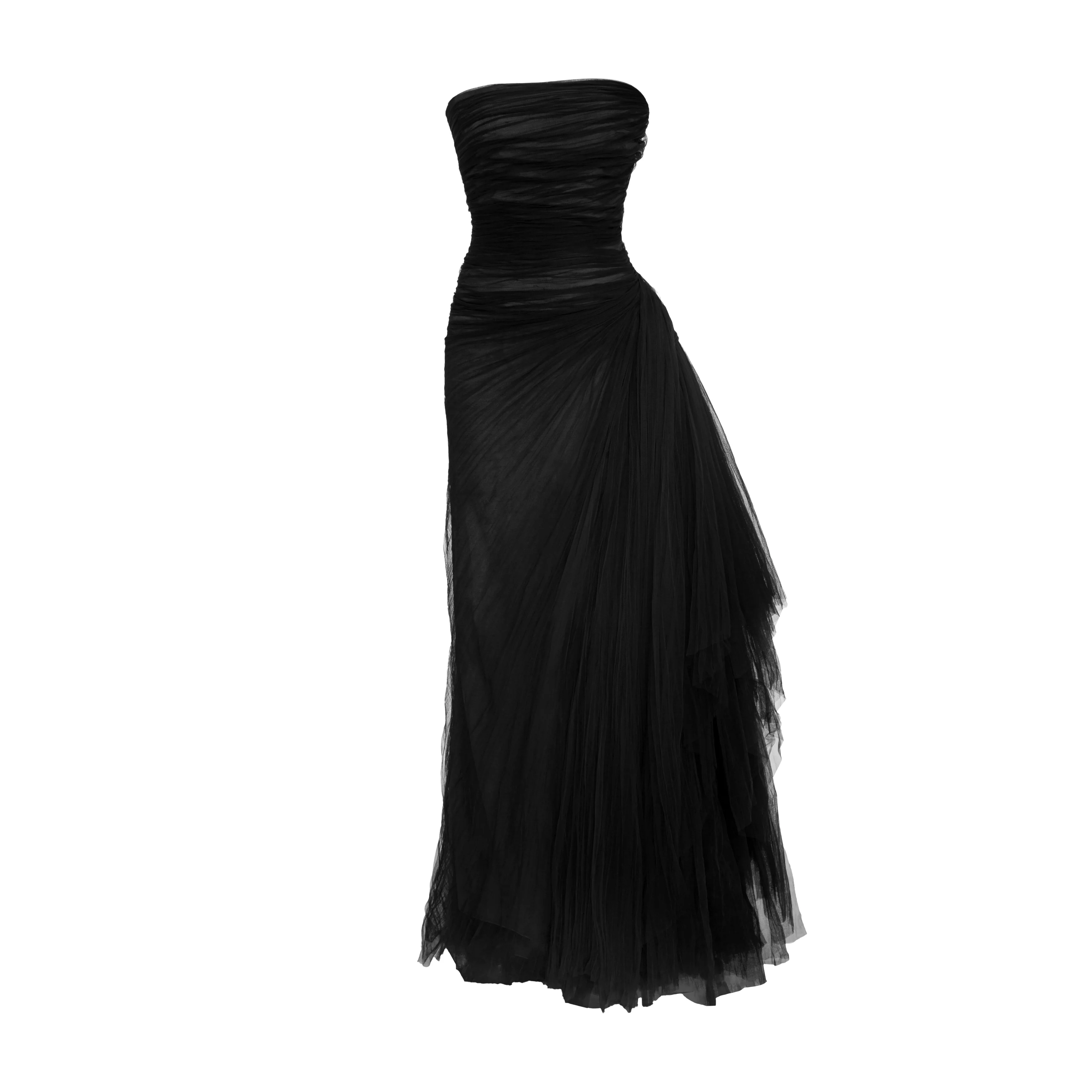 Side Tail Pleated Tulle Gown - Image 6