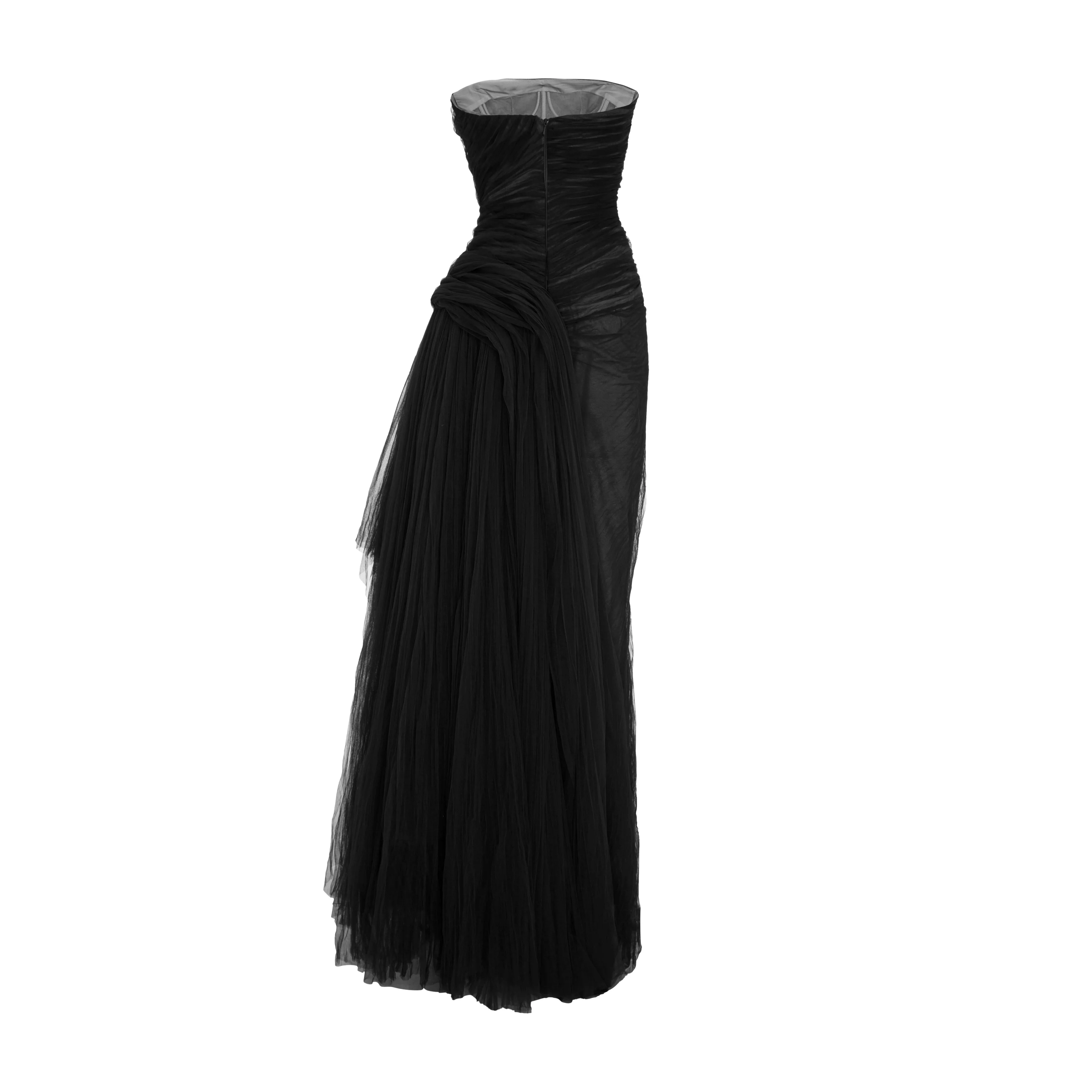 Side Tail Pleated Tulle Gown - Image 7