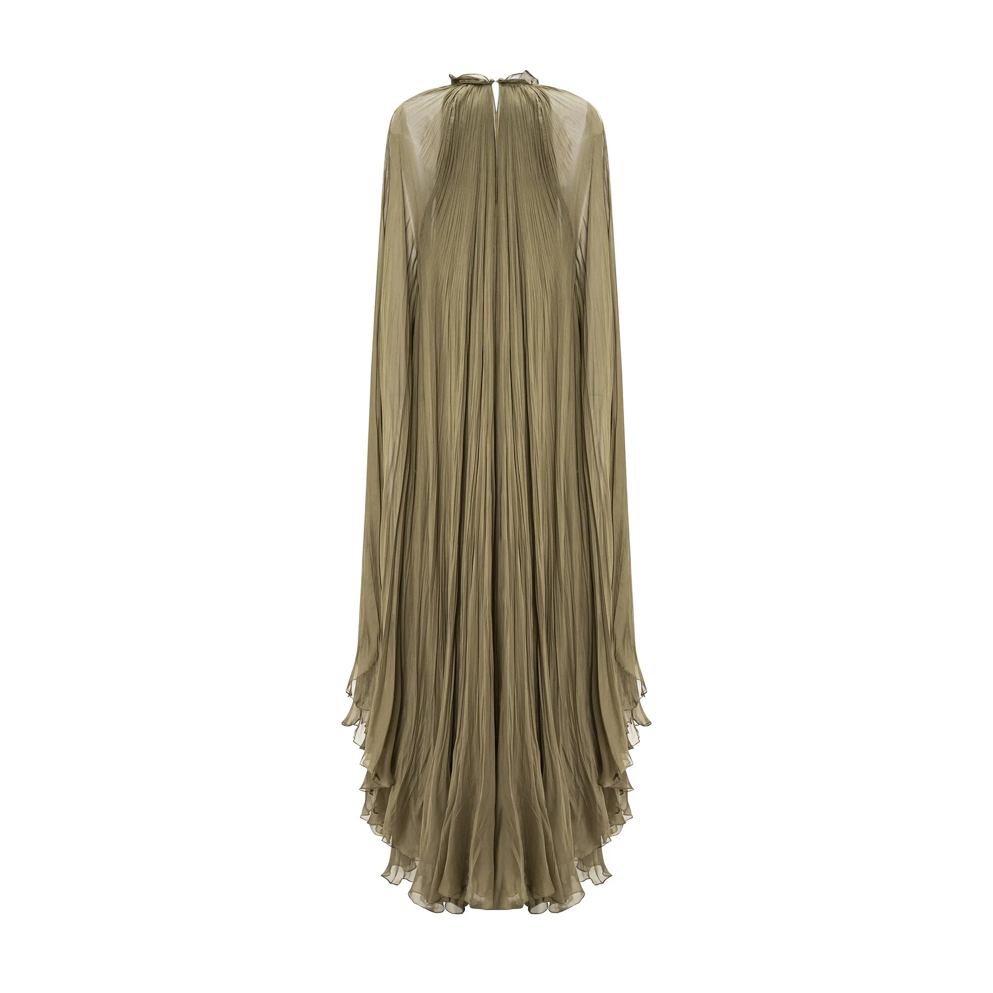 High Neck Pleated Chiffon Silk Dress - Image 3