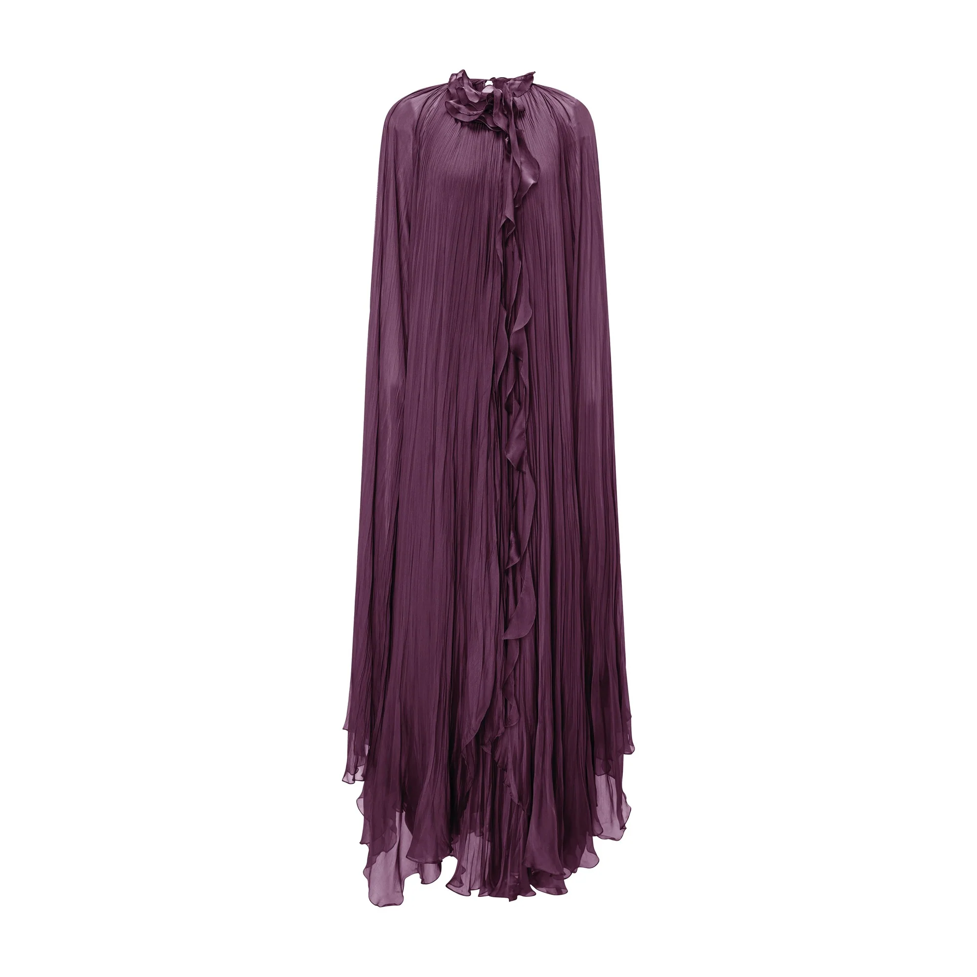 High Neck Pleated Chiffon Silk Dress - Image 6