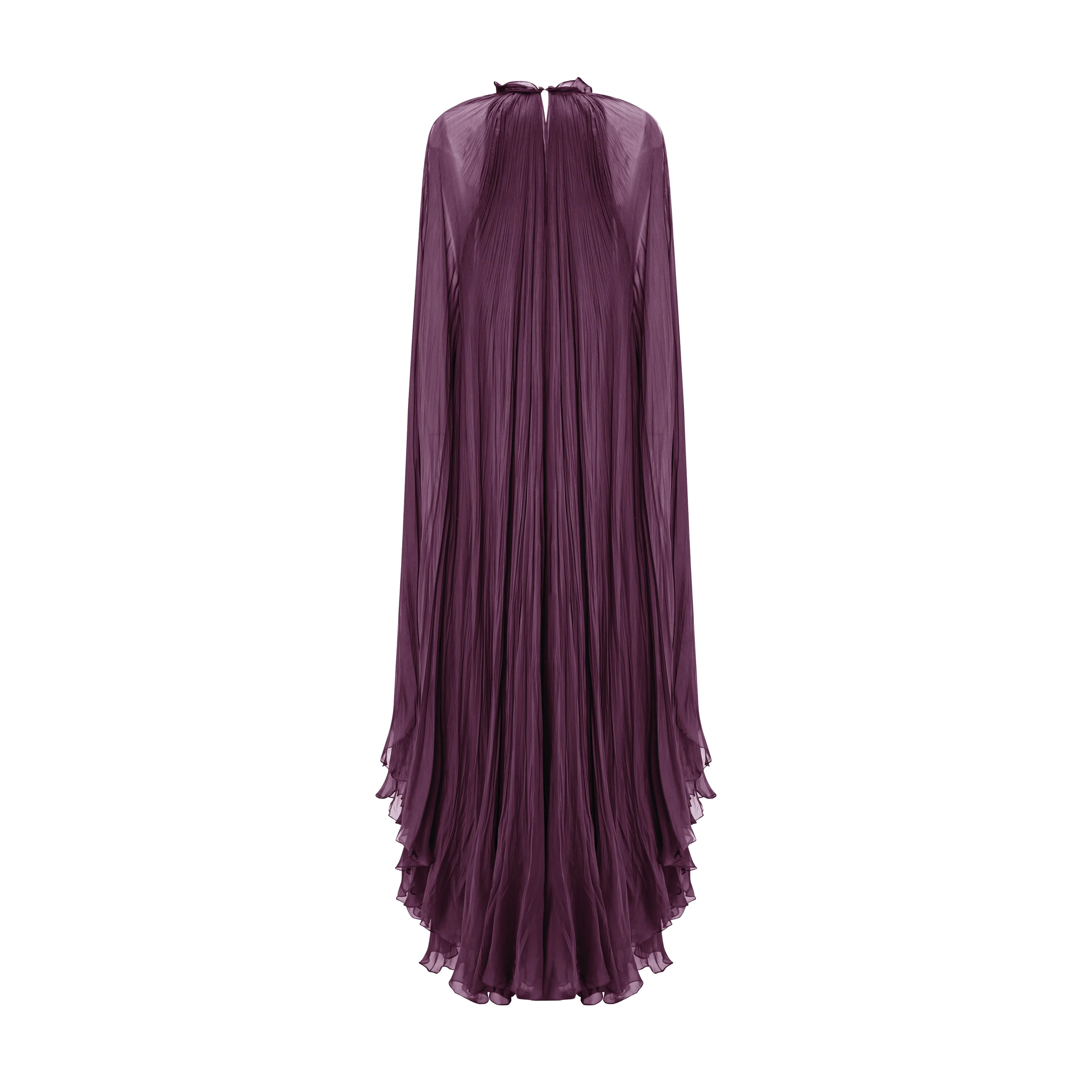 High Neck Pleated Chiffon Silk Dress - Image 7