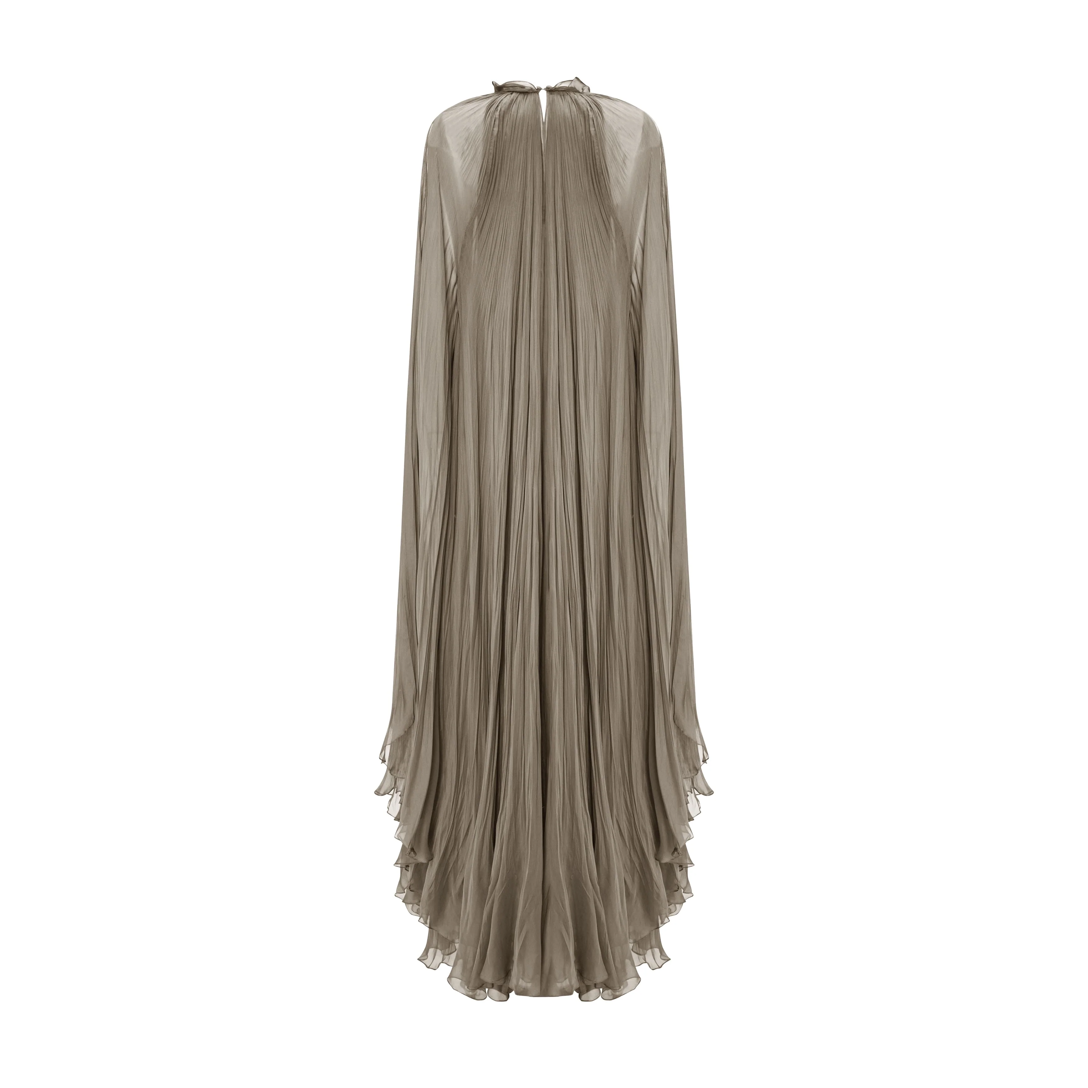 High Neck Pleated Chiffon Silk Dress - Image 9
