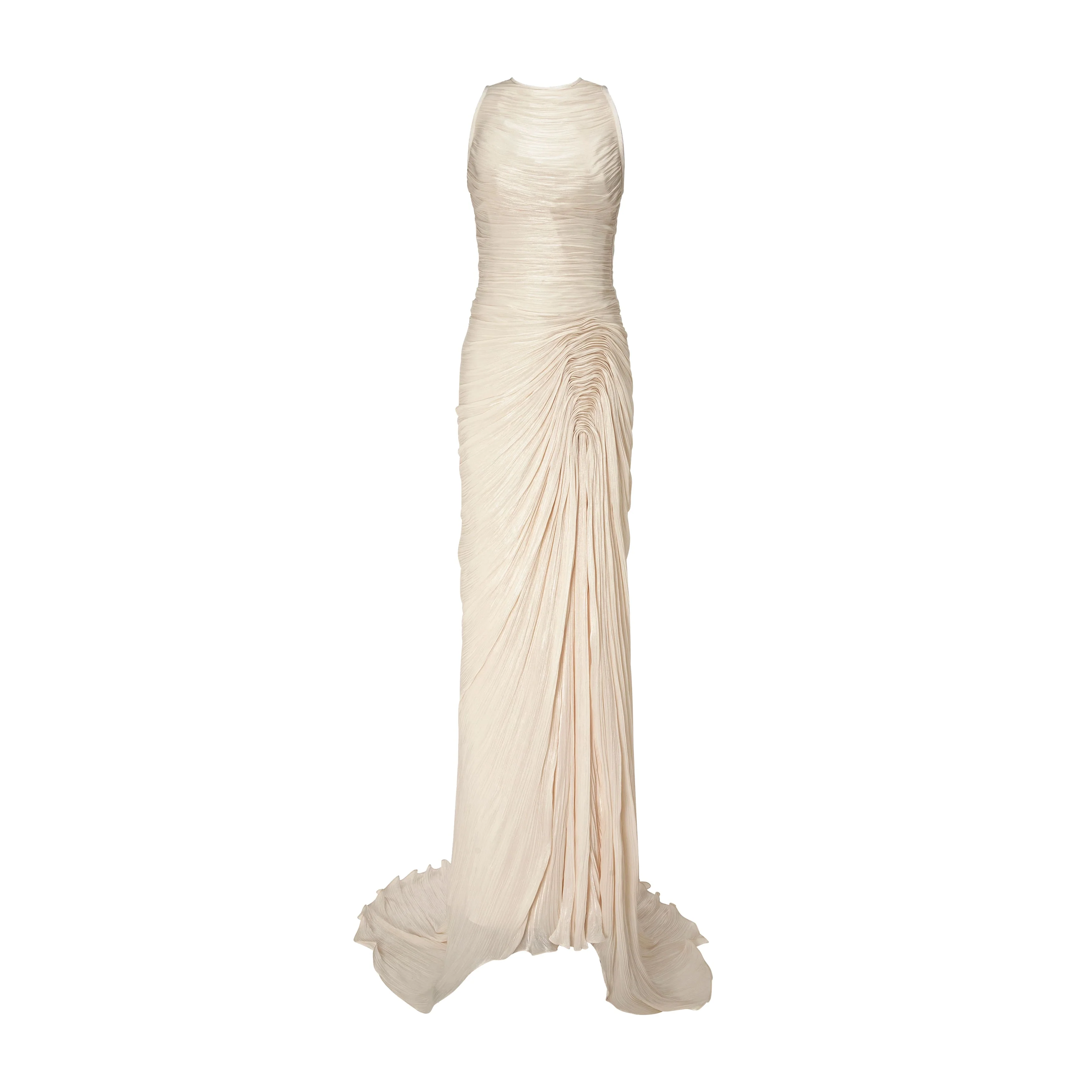 High Neck Pleated Satin Dress - Image 8