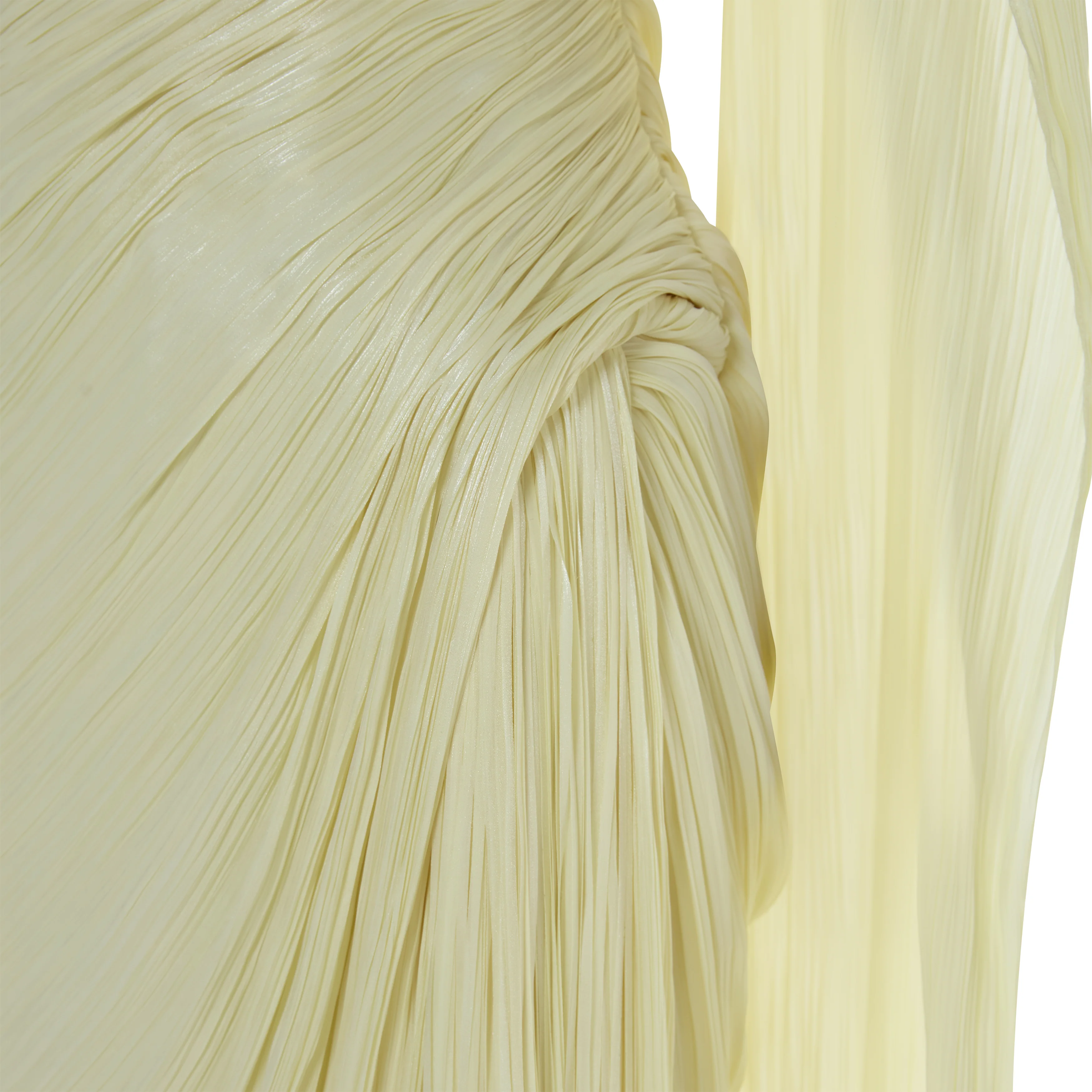 LEANDRA - ASYMMETRICAL PLEATED SILK GOWN WITH FRINGES AND ONE-SHOULDER CAPE - Image 4