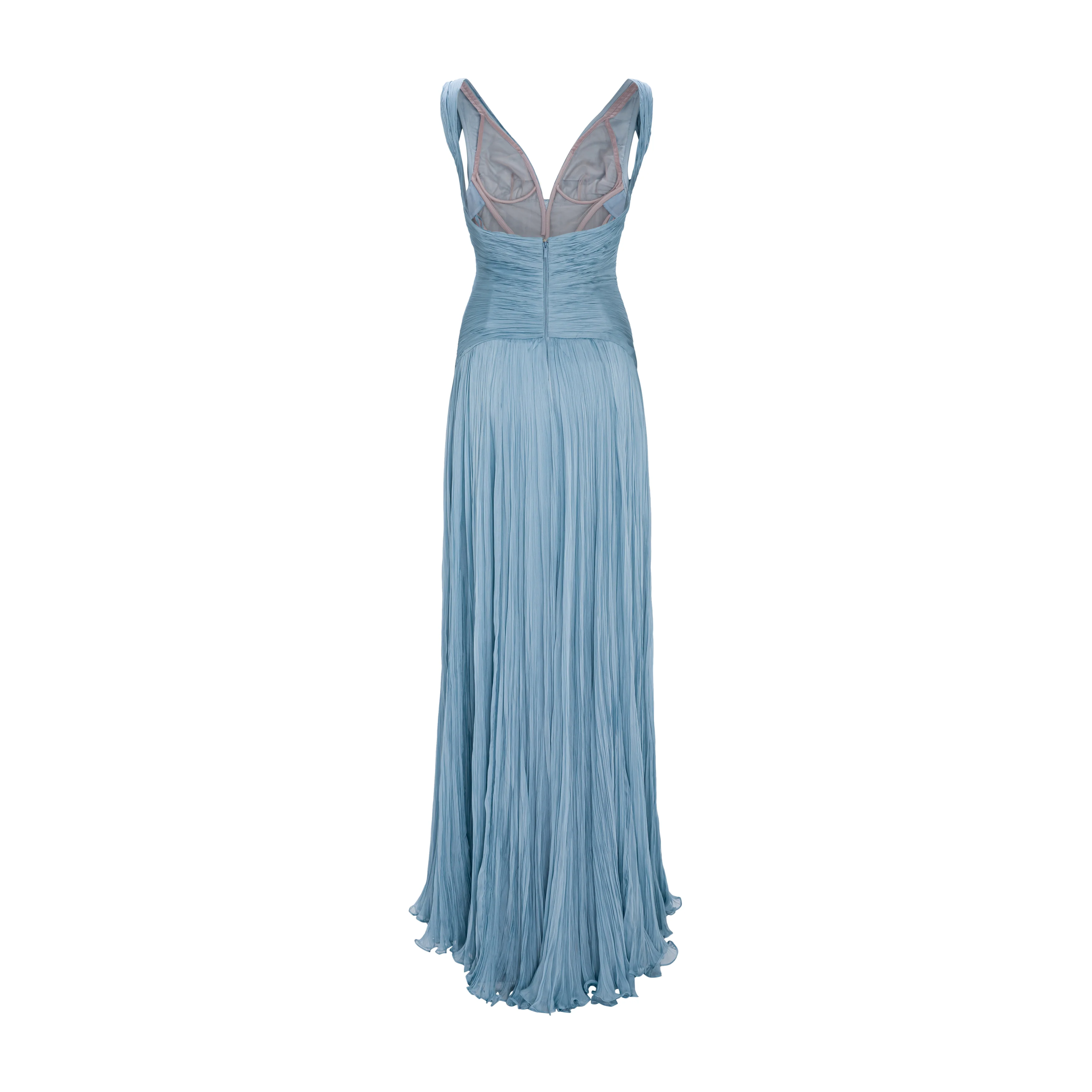 Lettuce Hem Pleated Silk Gown - Image 3