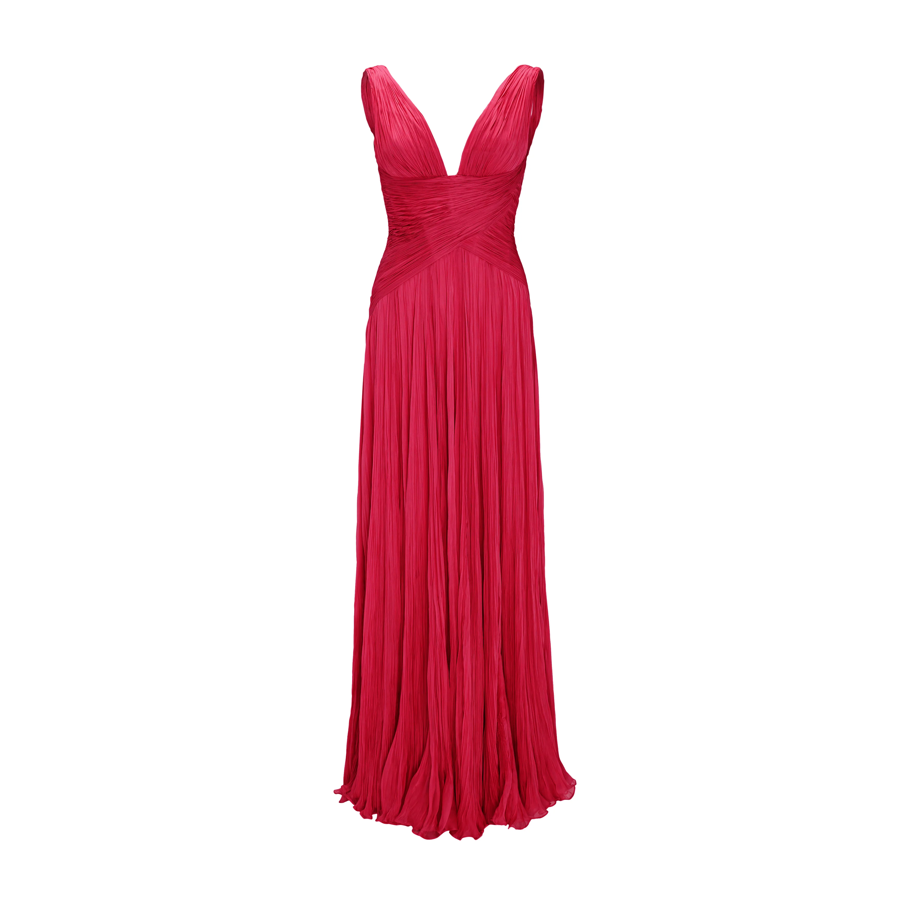 Lettuce Hem Pleated Silk Gown - Image 4
