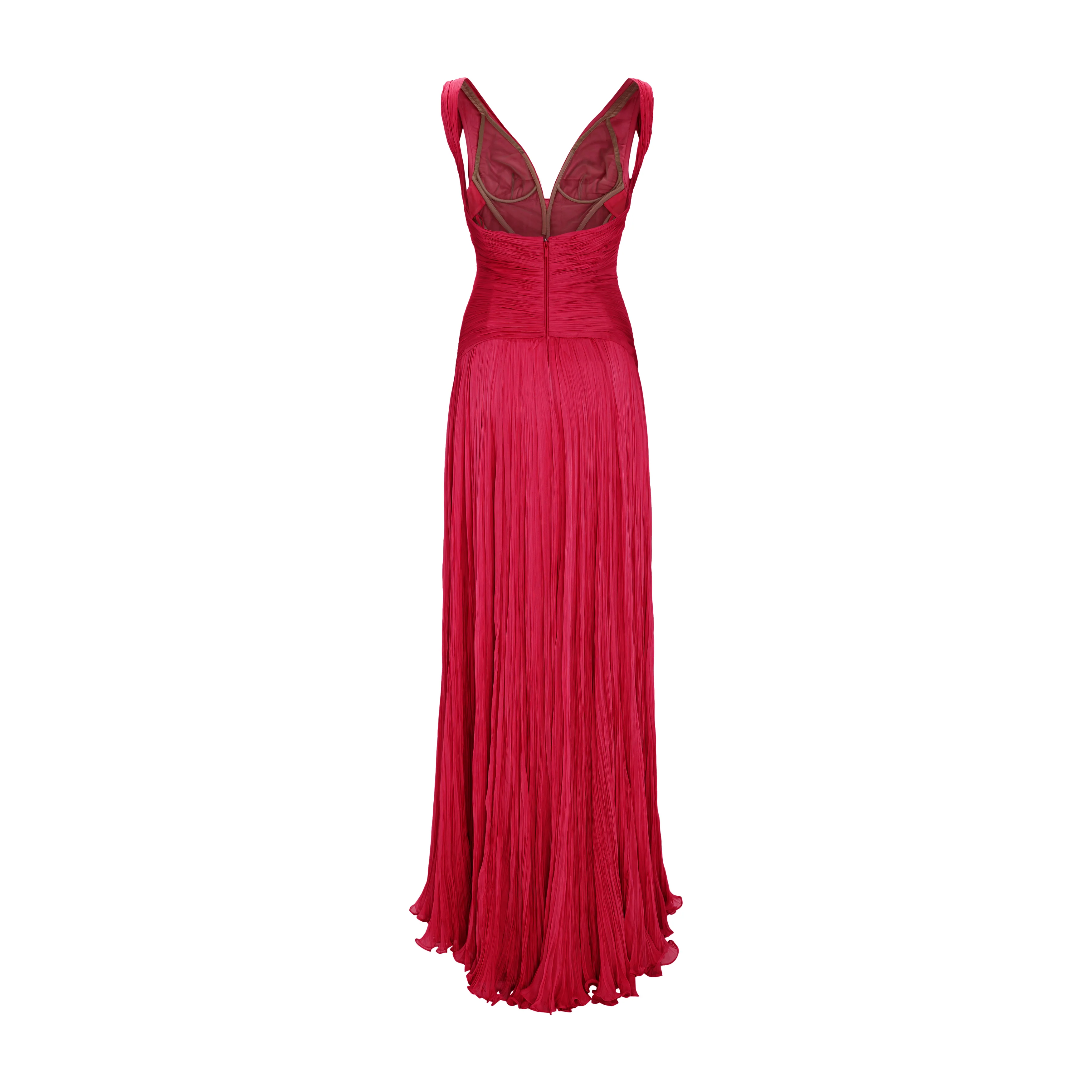 Lettuce Hem Pleated Silk Gown - Image 5