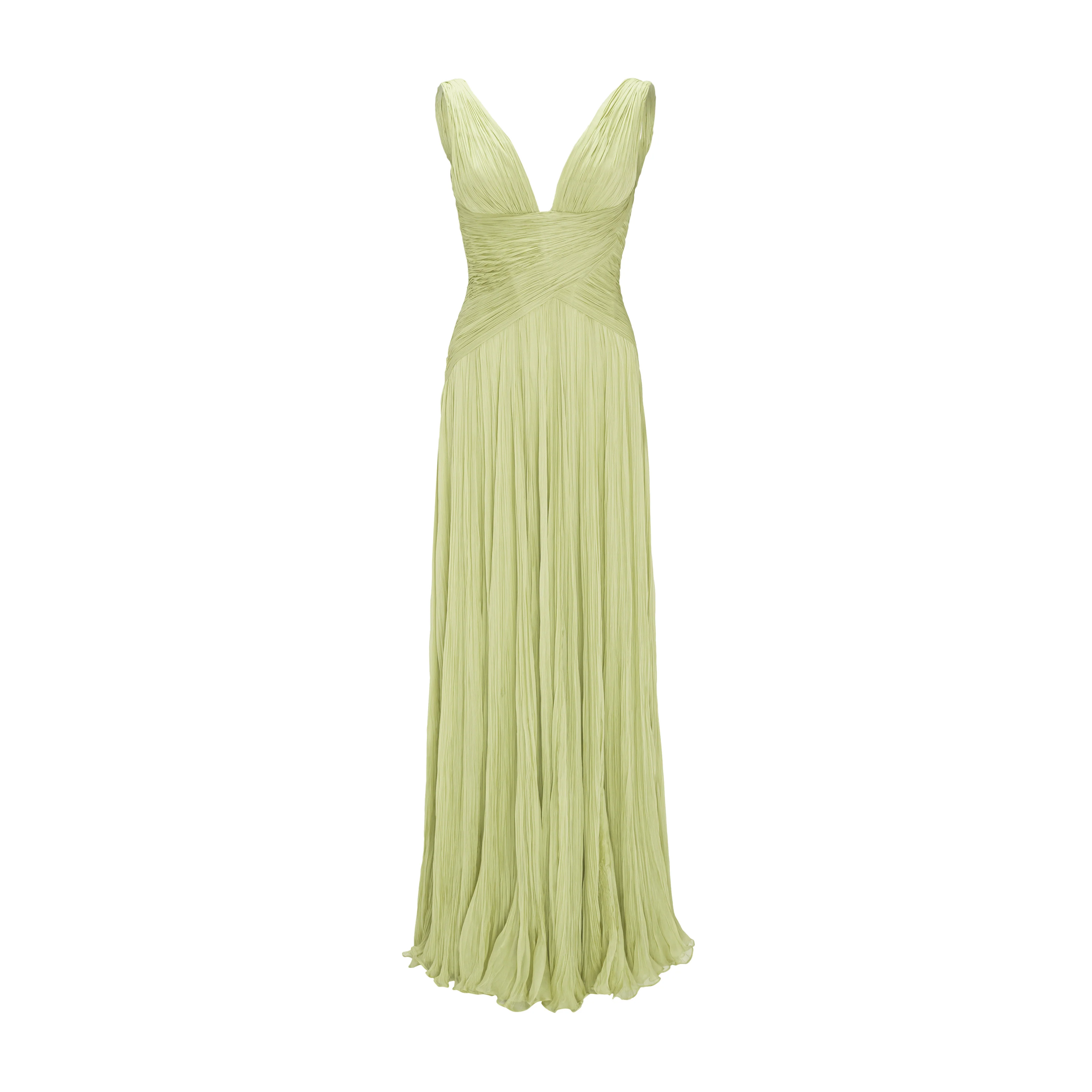 Lettuce Hem Pleated Silk Gown - Image 6