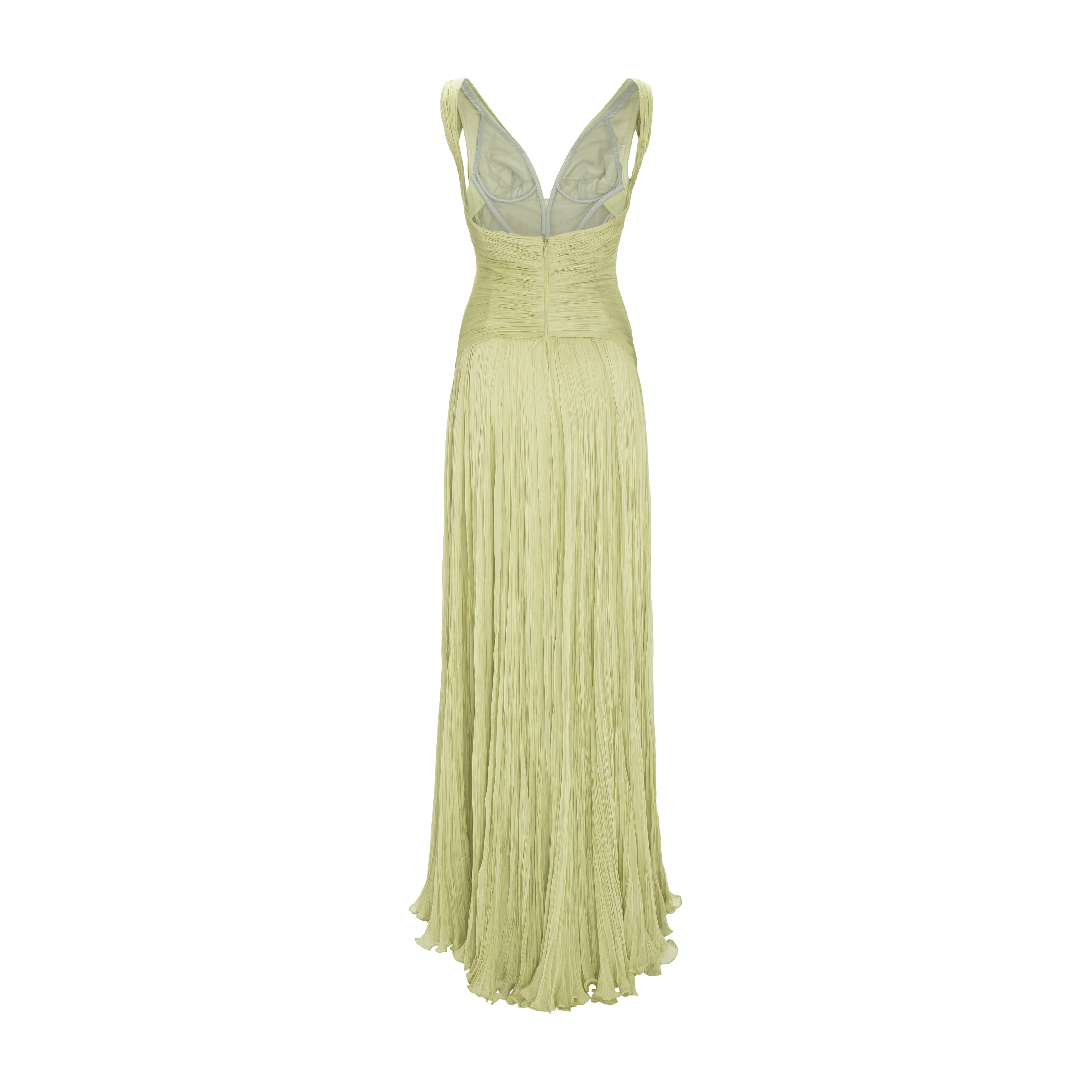 Lettuce Hem Pleated Silk Gown - Image 7