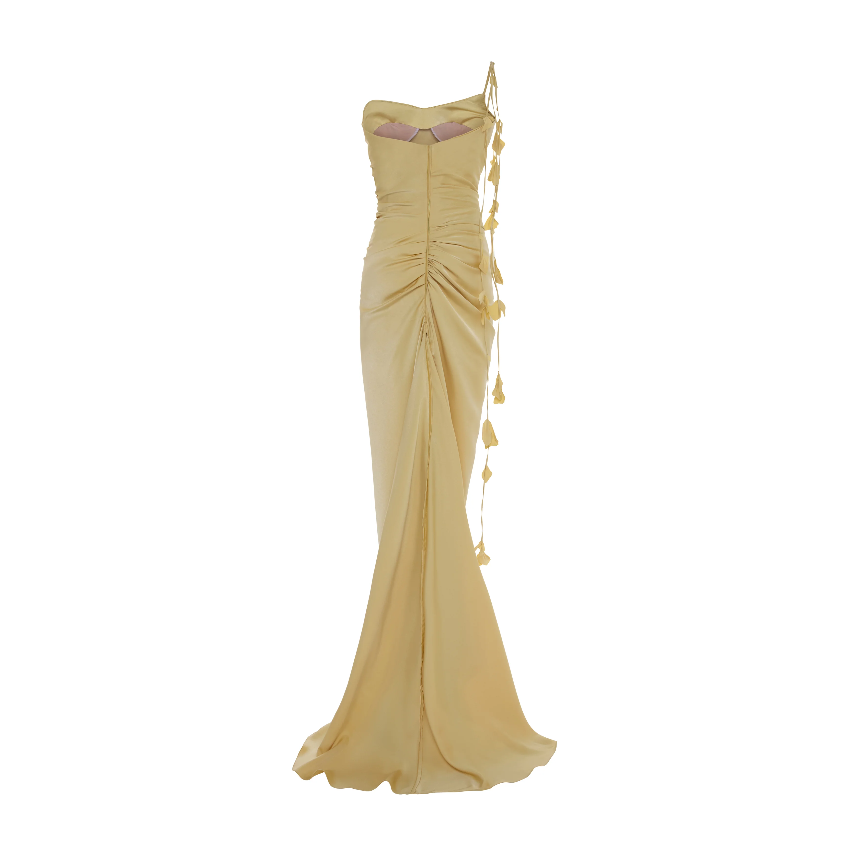 LISANDRA - ONE-STRAP DRAPED SATIN GOWN WITH CORSET - Image 4