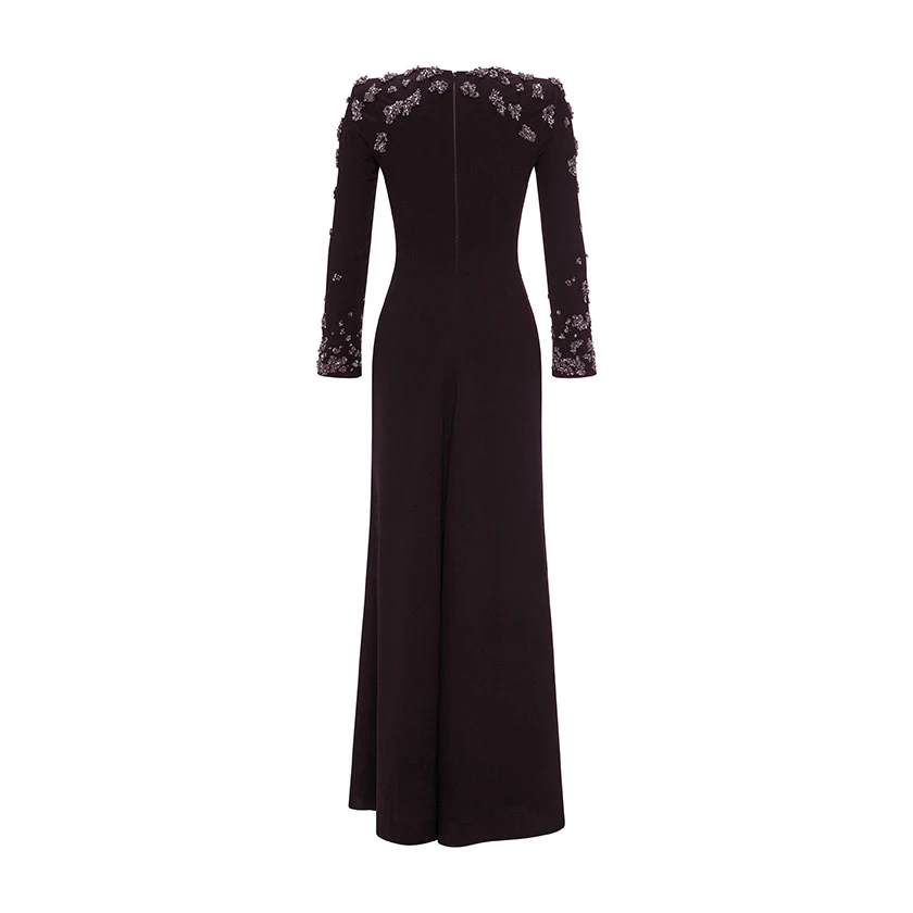 LONG -SLEEVE CREPE GOWN WITH EMBODIED SHOULDER AND SLEEVE - Image 6