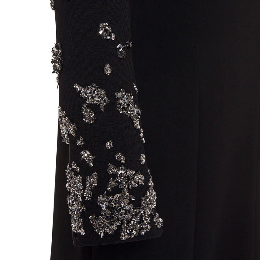 LONG -SLEEVE CREPE GOWN WITH EMBODIED SHOULDER AND SLEEVE - Image 8
