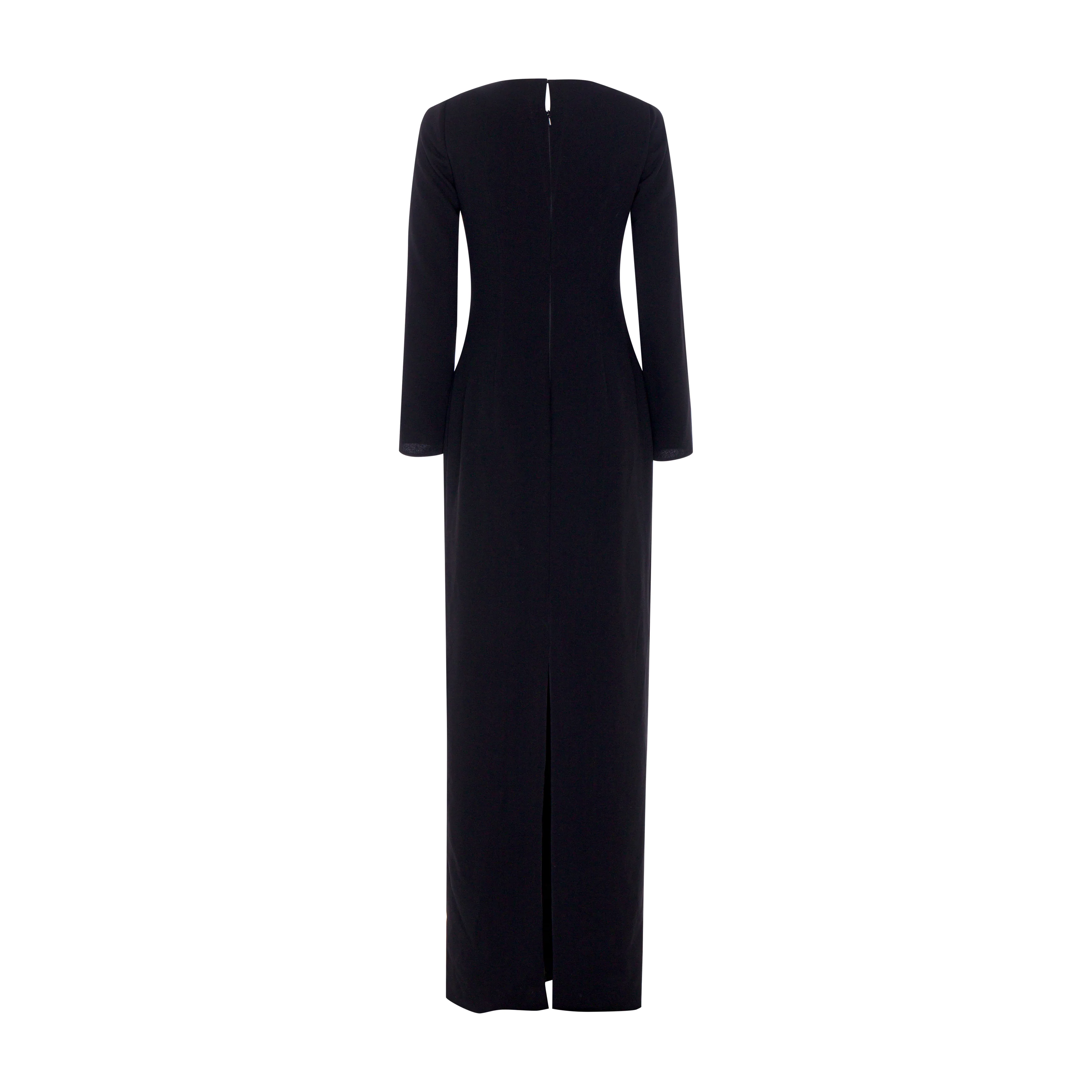 Long sleeve Crepe gown with flower cutout - Image 3