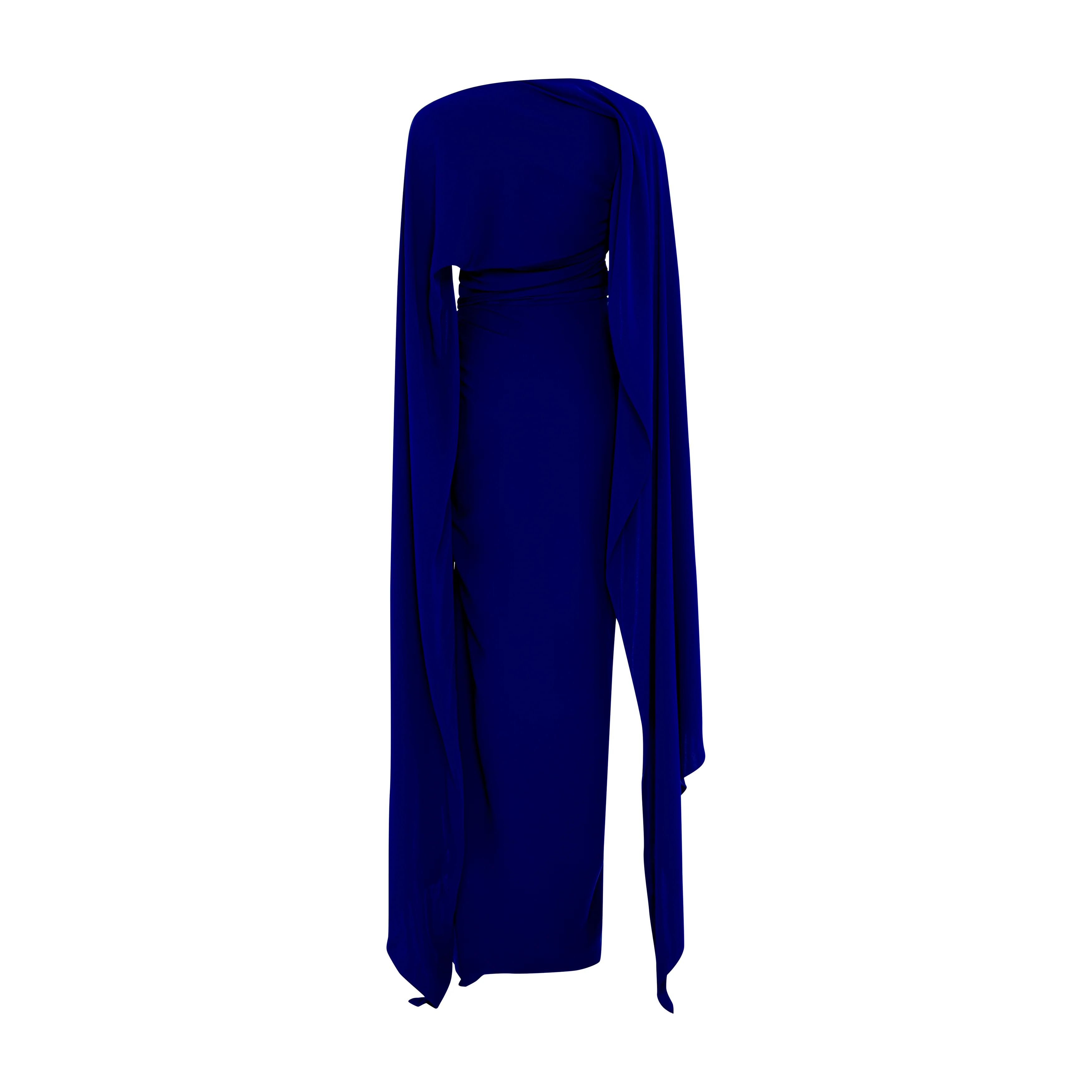 Long sleeve draped Crepe gown with slit - Image 3