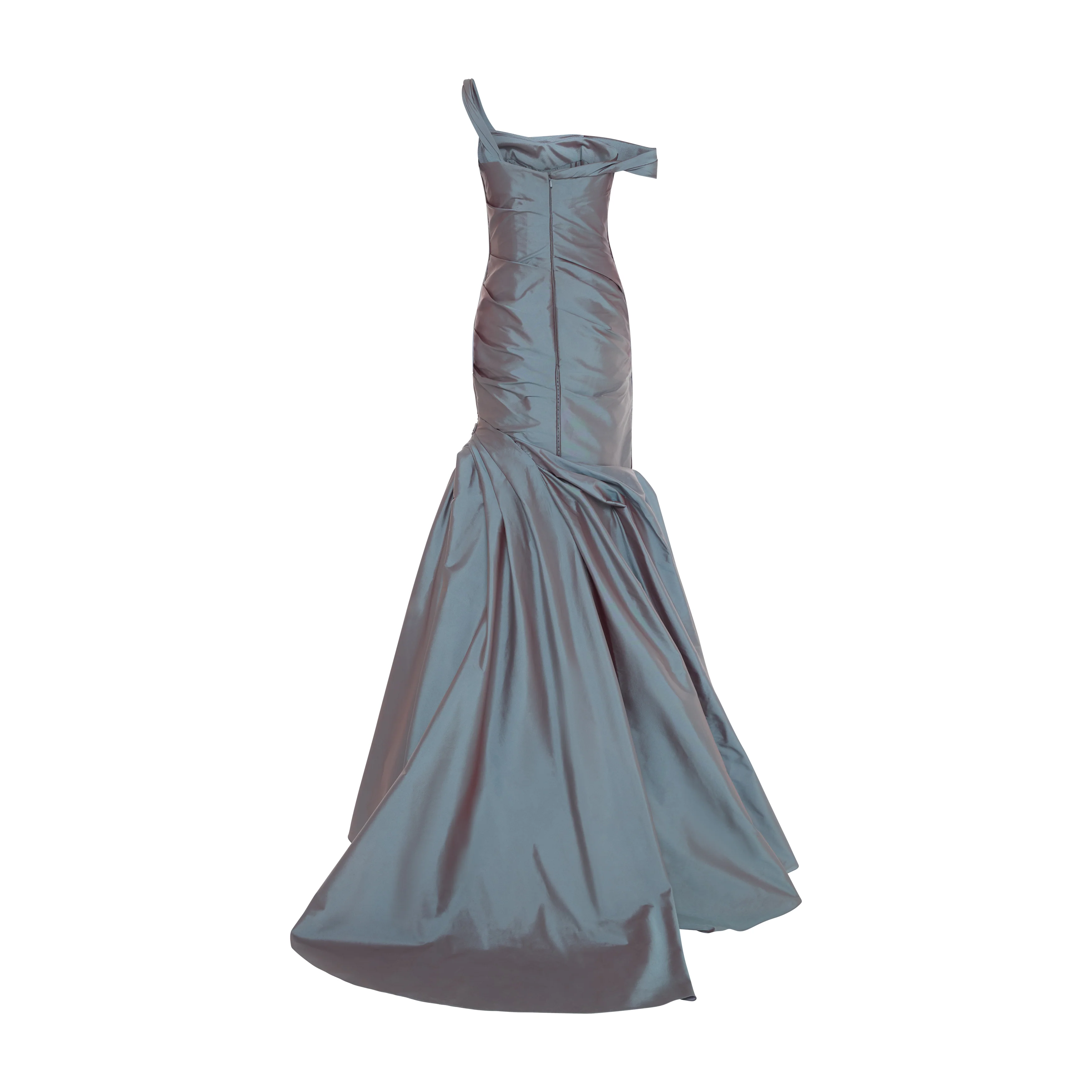 LOURDES - ASYMMETRICAL TWO-TONE TAFFETA FISH-CUT GOWN - Image 3
