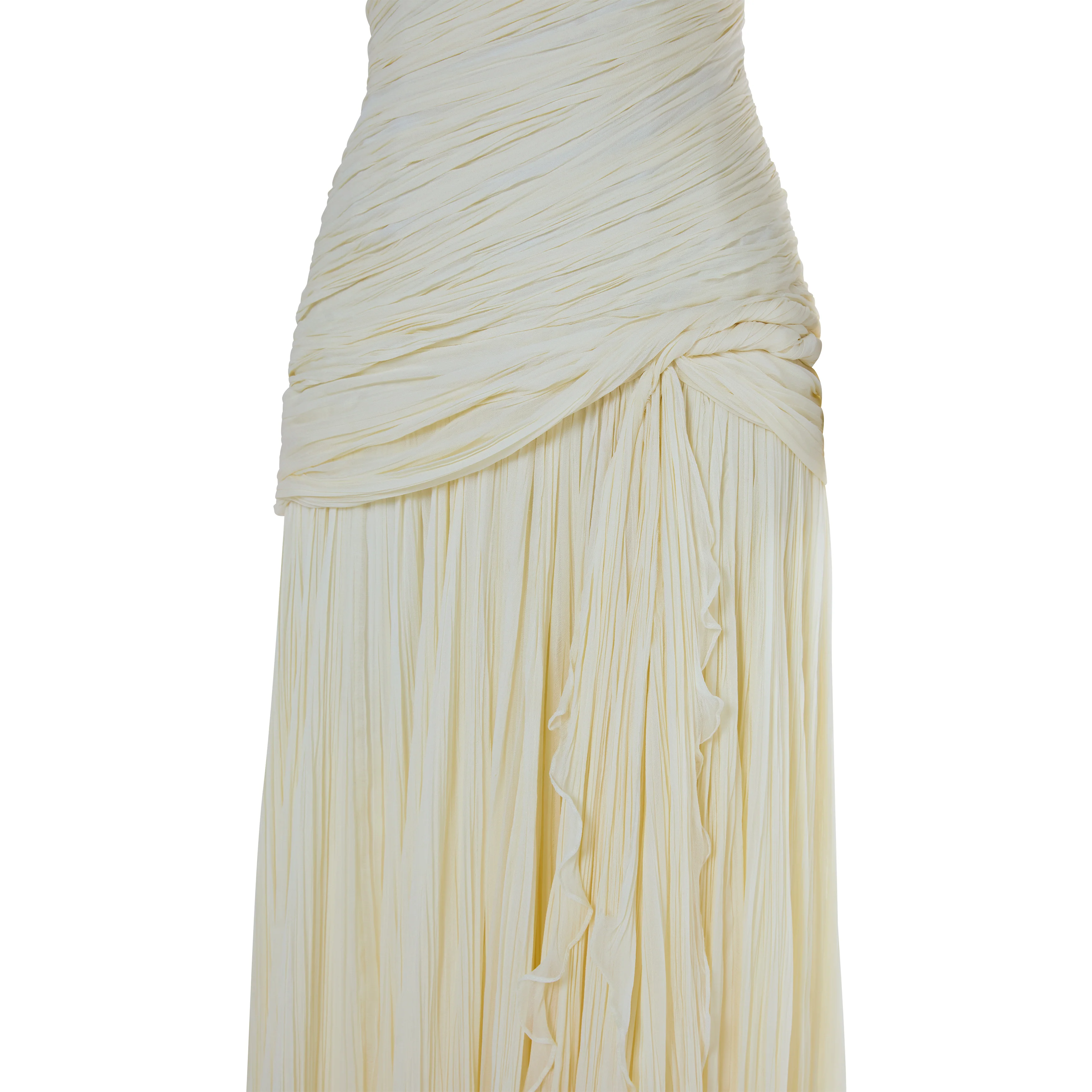 MAYELIN - ONE-SHOULDER PLEATED SILK GEORGETTE GOWN WITH TWISTED DETAIL - Image 4