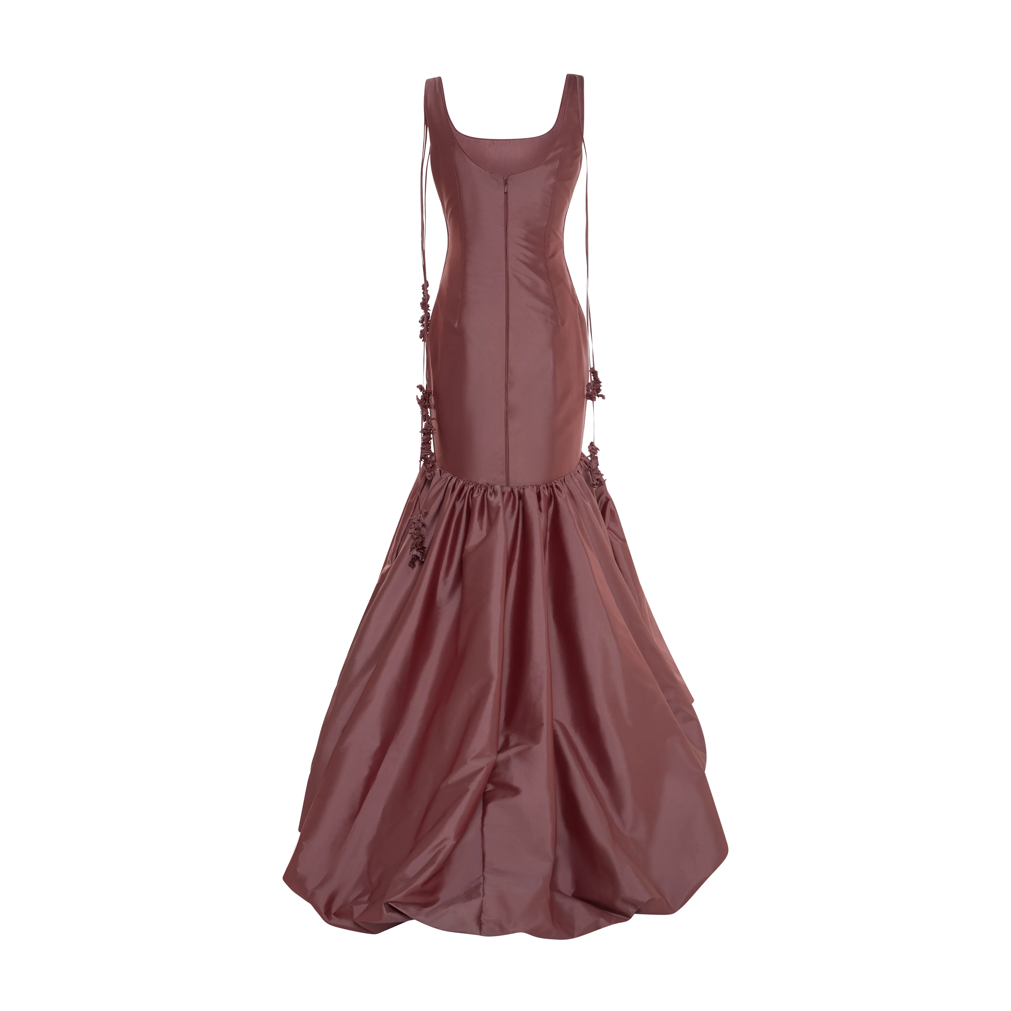 MELISA - TAFFETA FISH-CUT GOWN WITH EMBROIDERED STRAPS - Image 3