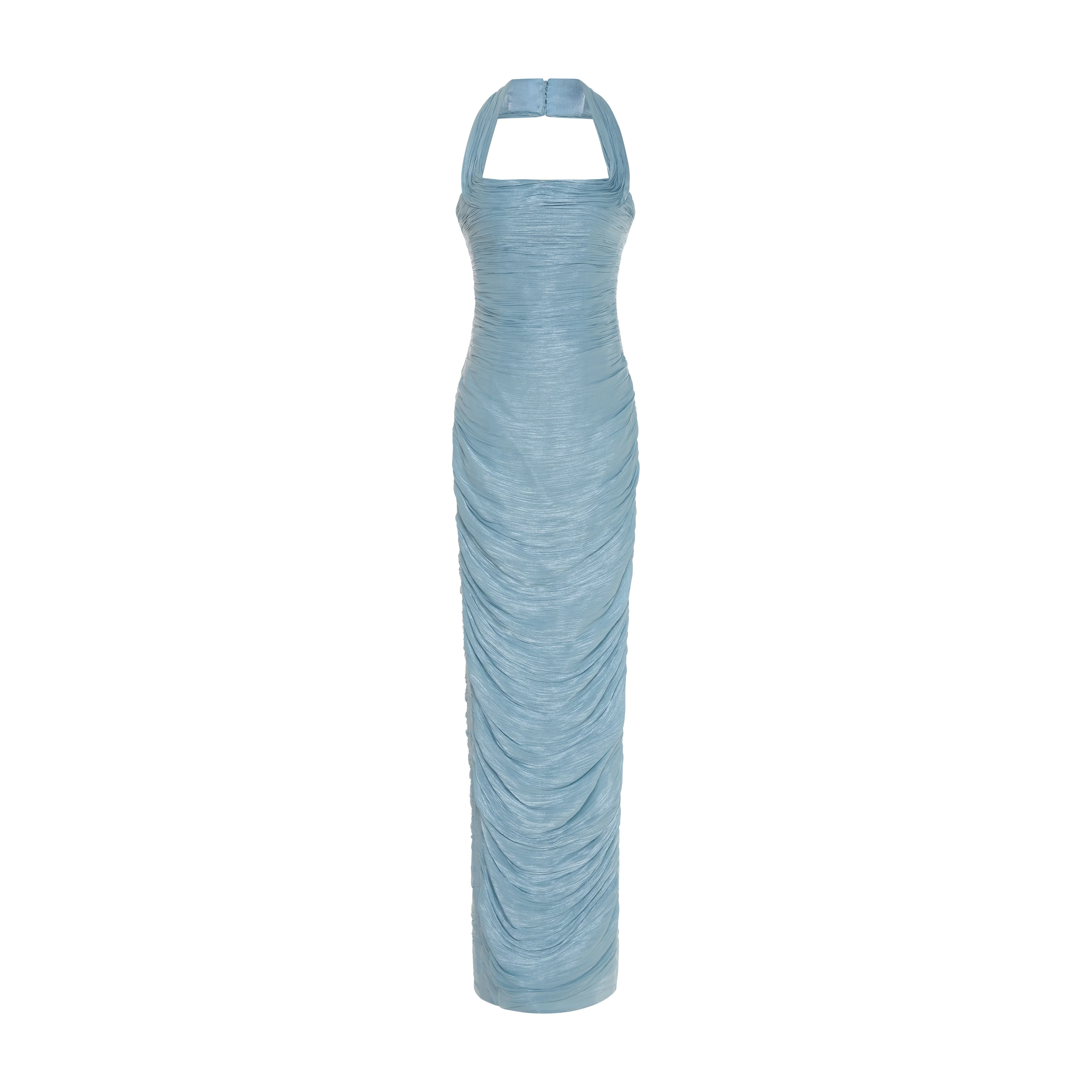 NAYLEN - PLEATED HALTER SILK GOWN WITH CORSET