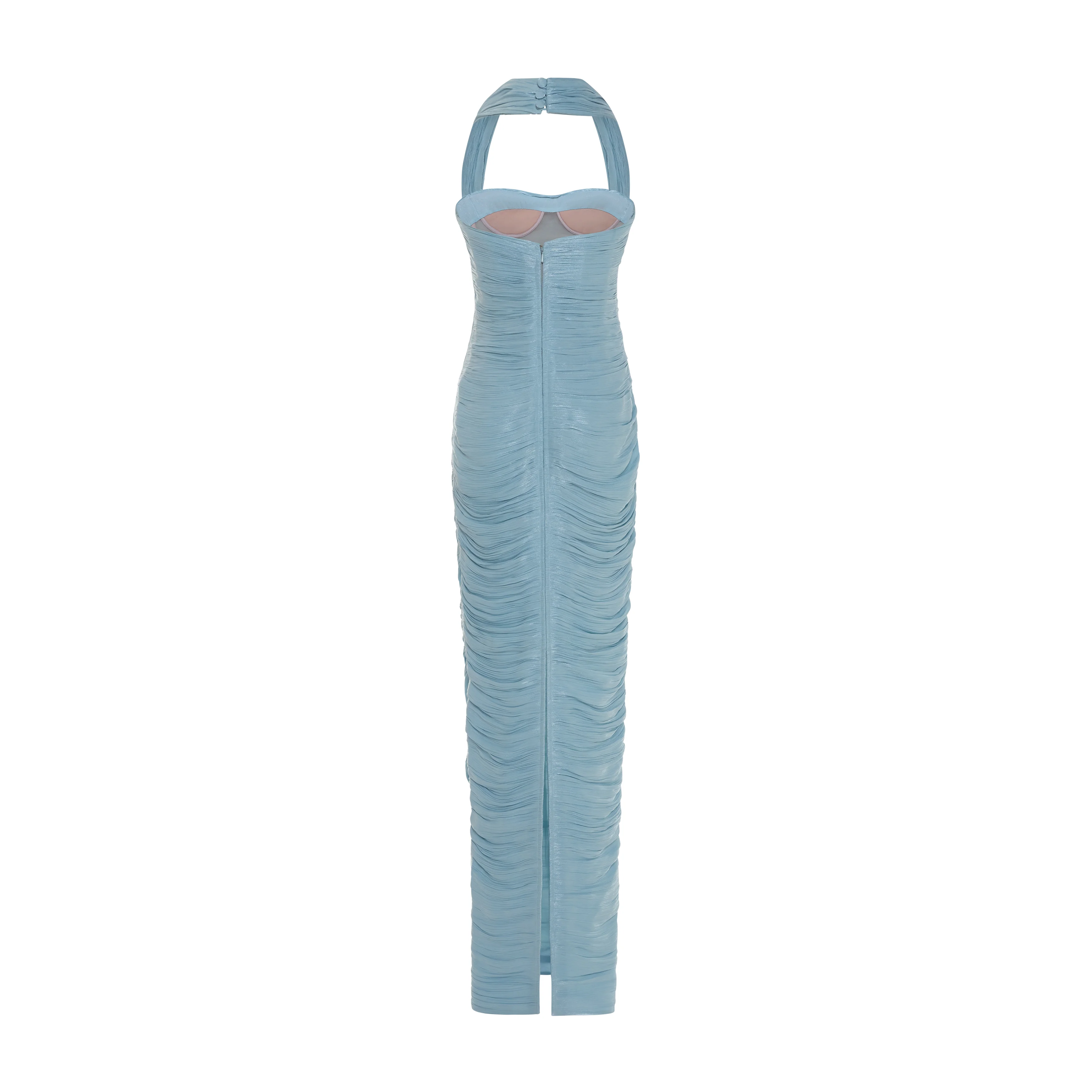 NAYLEN - PLEATED HALTER SILK GOWN WITH CORSET - Image 3
