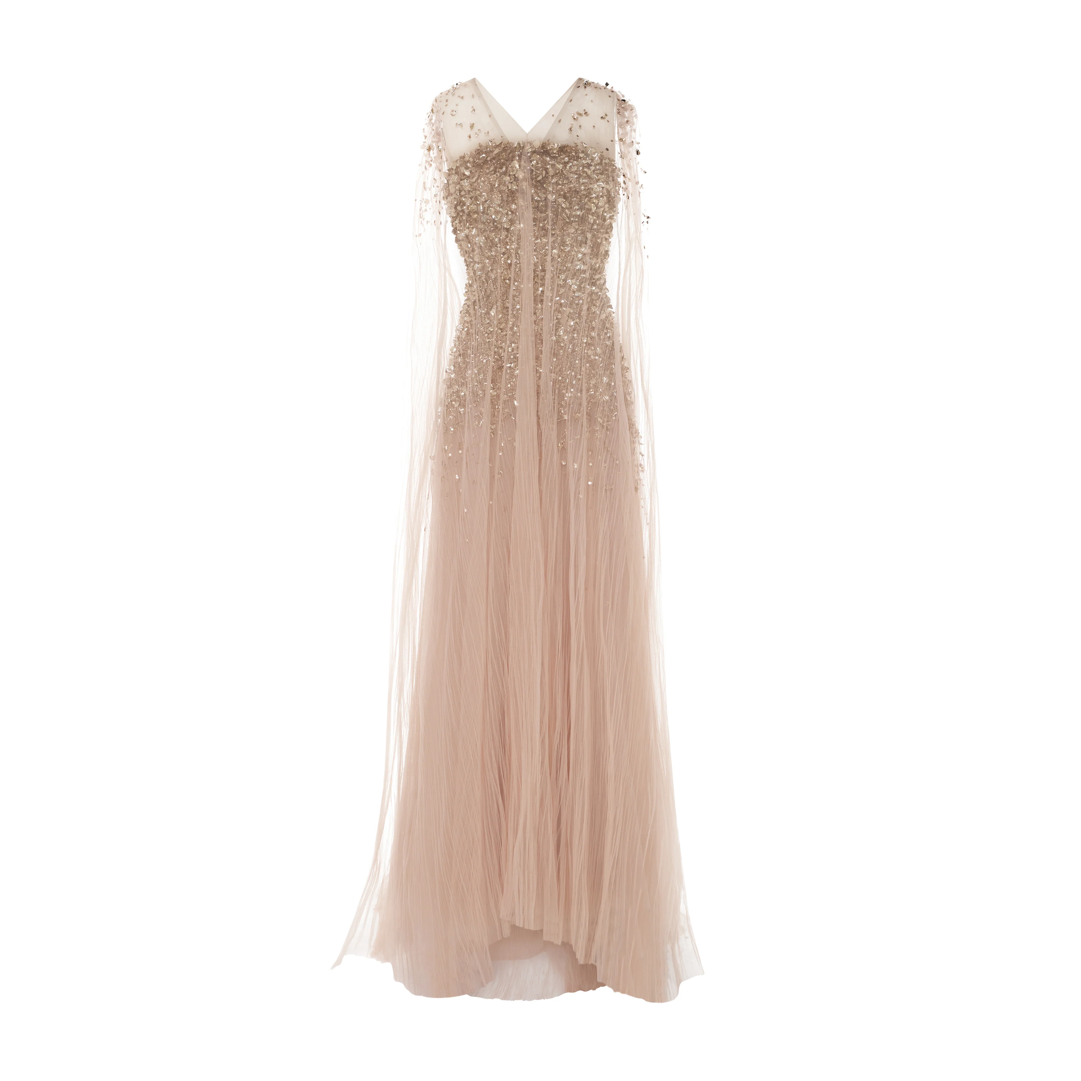 ODALYS - STRAPLESS GOLD EMBROIDERED GOWN WITH TULLE BOTTOM - Image 4
