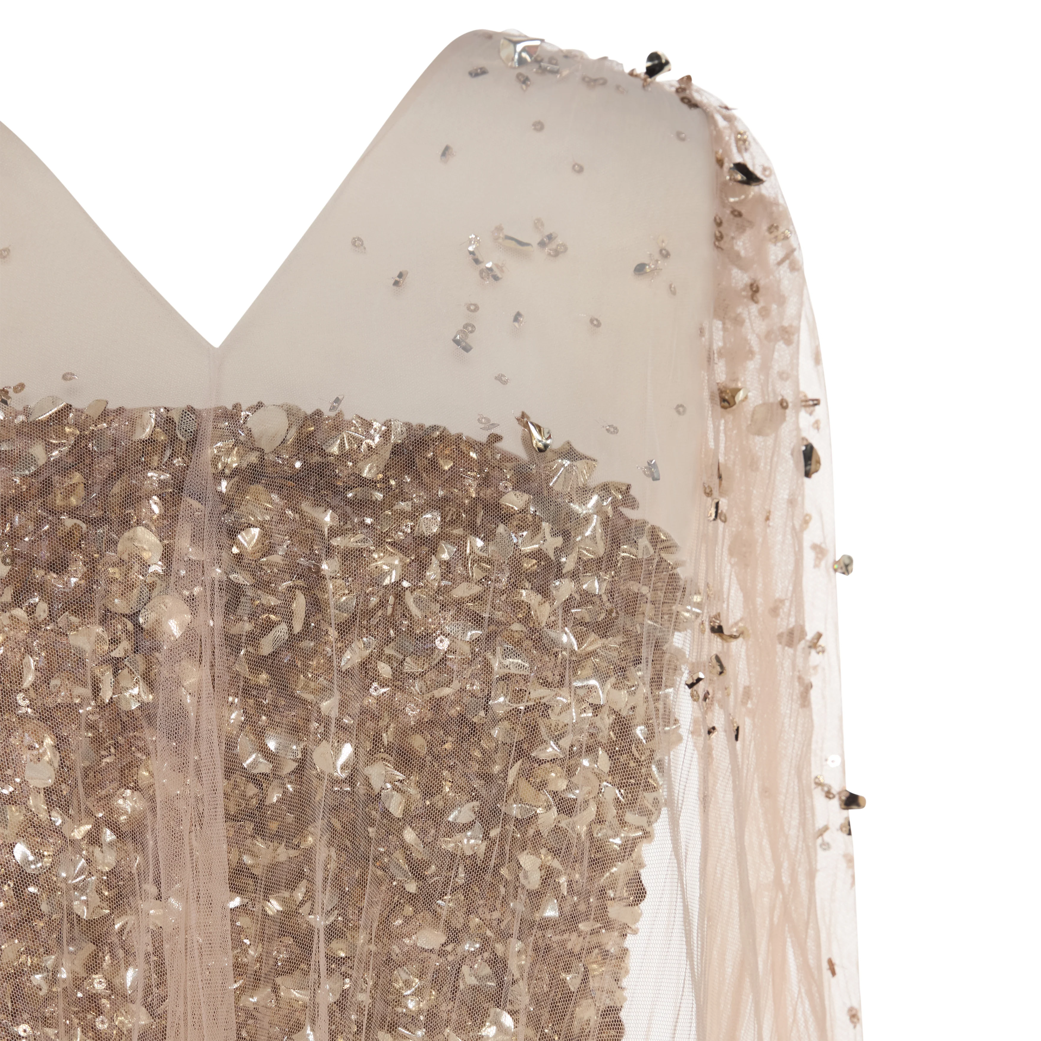 ODALYS - STRAPLESS GOLD EMBROIDERED GOWN WITH TULLE BOTTOM - Image 6