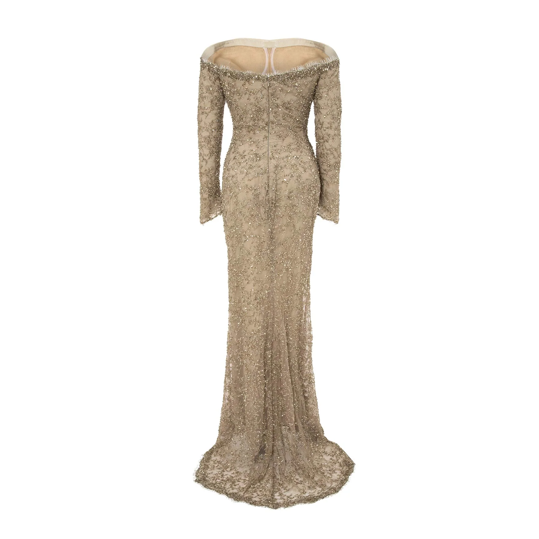Off-Shoulder Embroidered Lace Dress - Image 4
