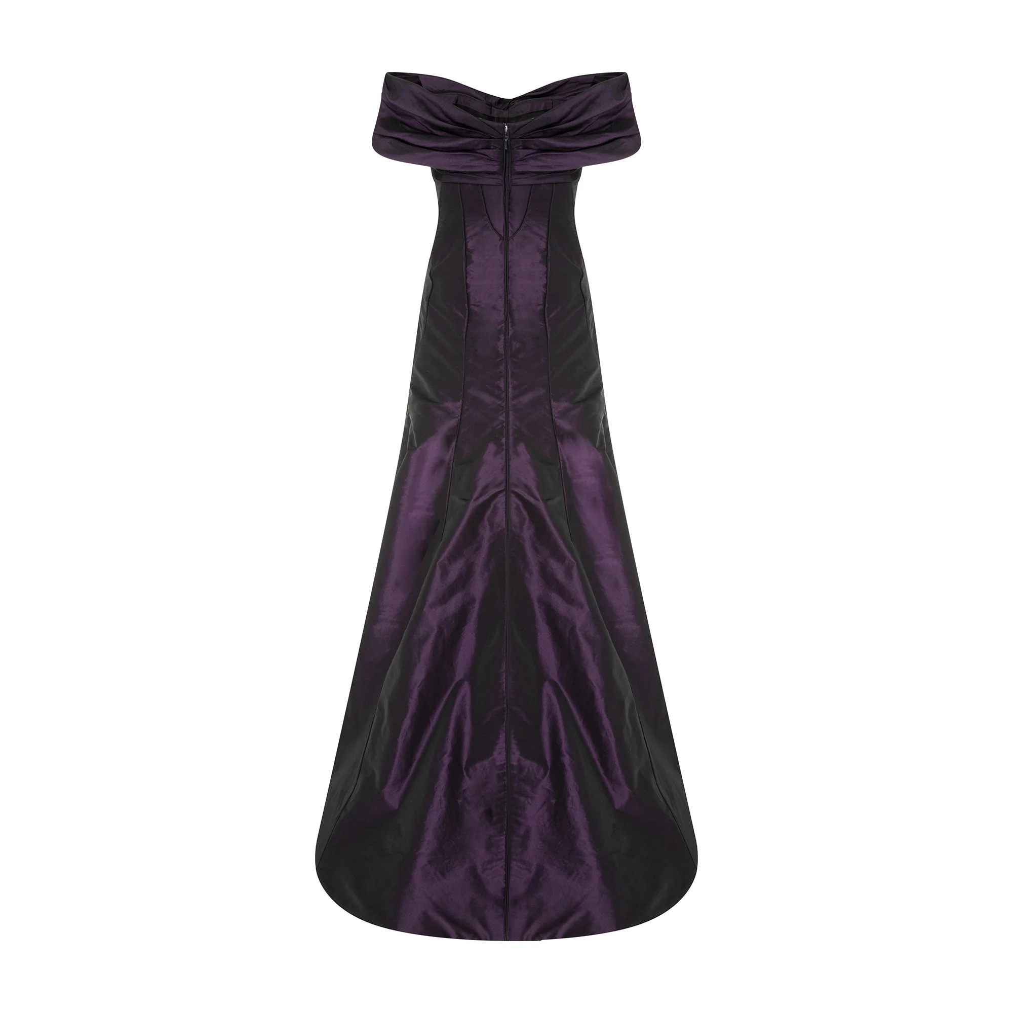 Off-Shoulder Fish Cut Taffeta Dress - Image 4