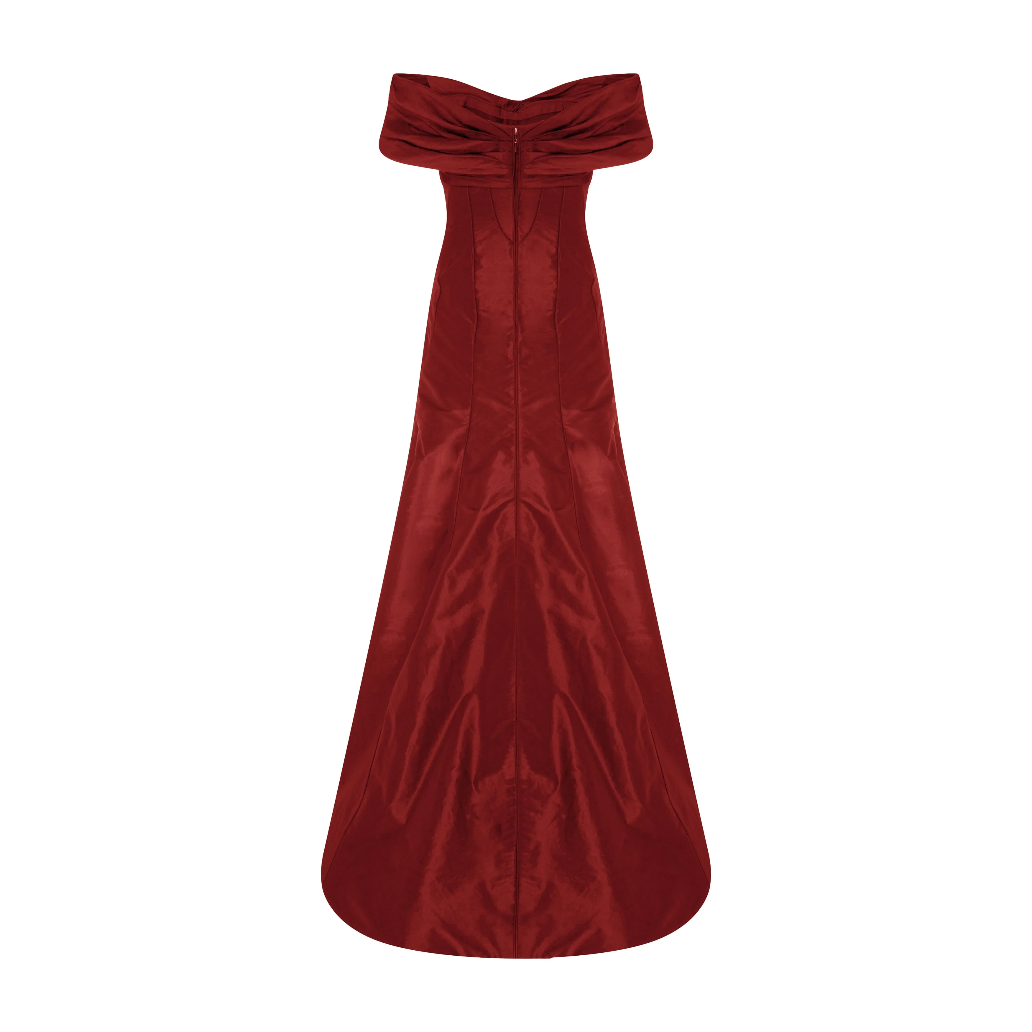 Off-Shoulder Fish Cut Taffeta Dress - Image 9