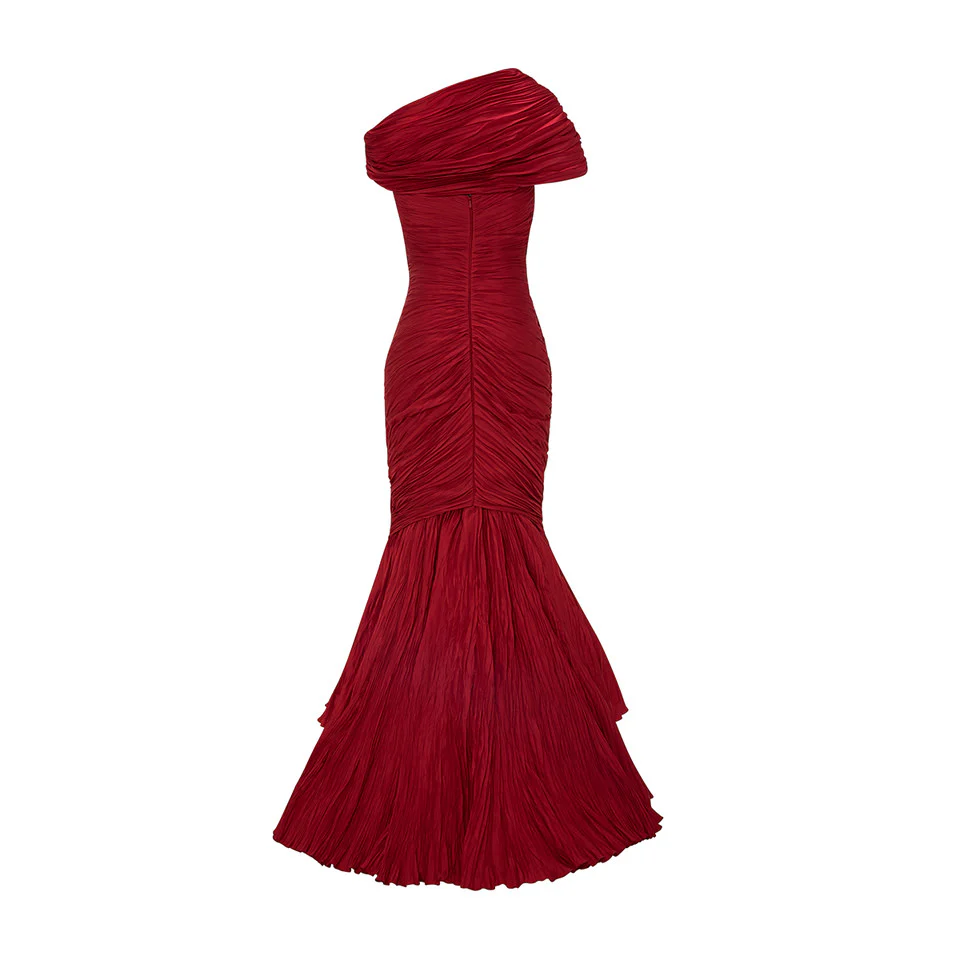 OFF SHOULDER FISHCUT PLEATED TAFFETA DRESS - Image 4