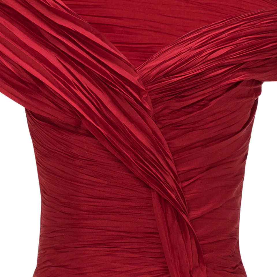 OFF SHOULDER FISHCUT PLEATED TAFFETA DRESS - Image 5