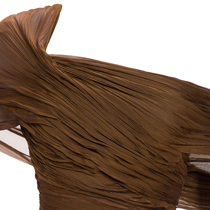 OFF-SHOULDER HAND PLEATED CHIFFON DRESS - Image 4