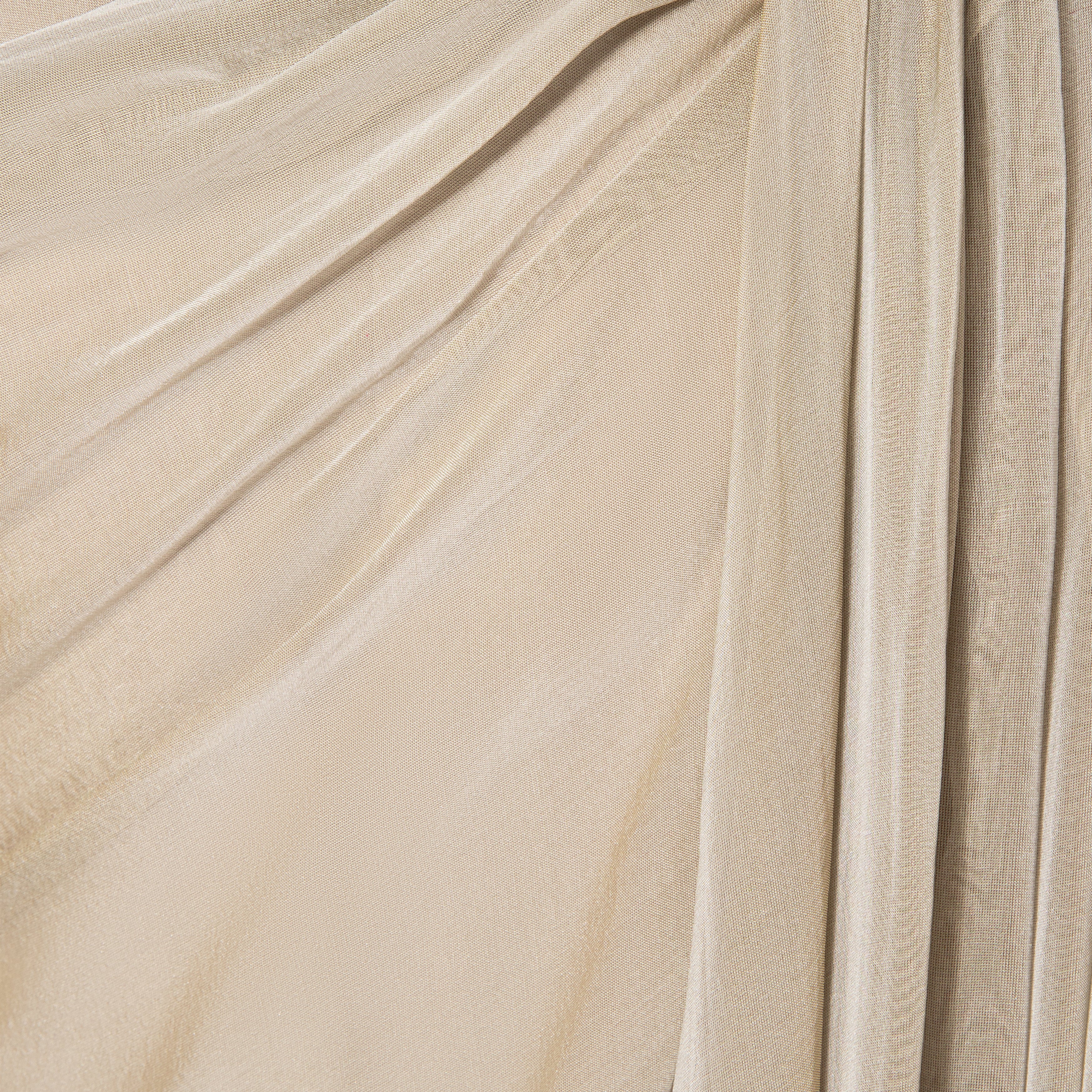 Off shoulder long sleeve draped two-tone chiffon gown - Image 11