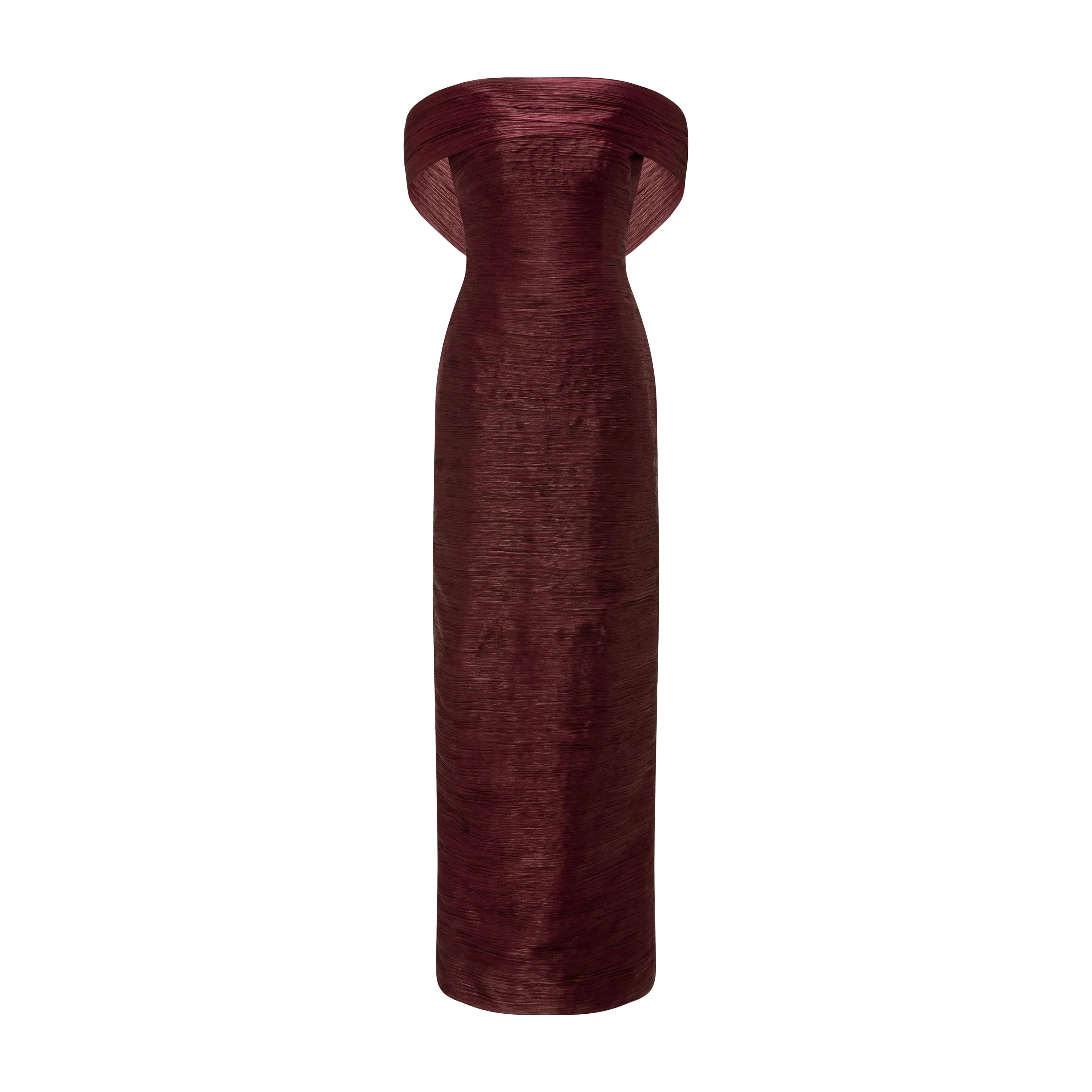 Off-Shoulder Pleated Silk Dress - Image 7