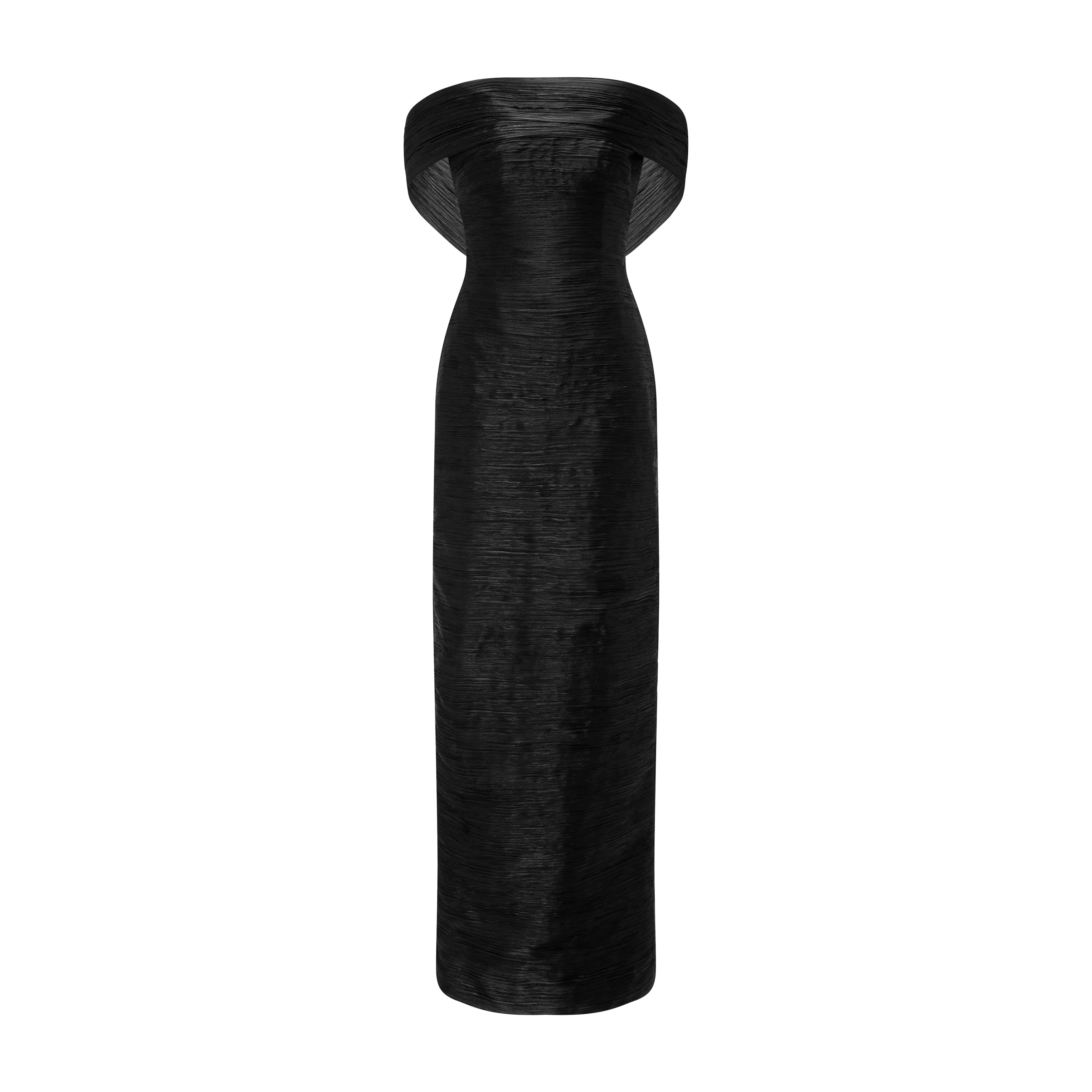 Off-Shoulder Pleated Silk Dress - Image 9