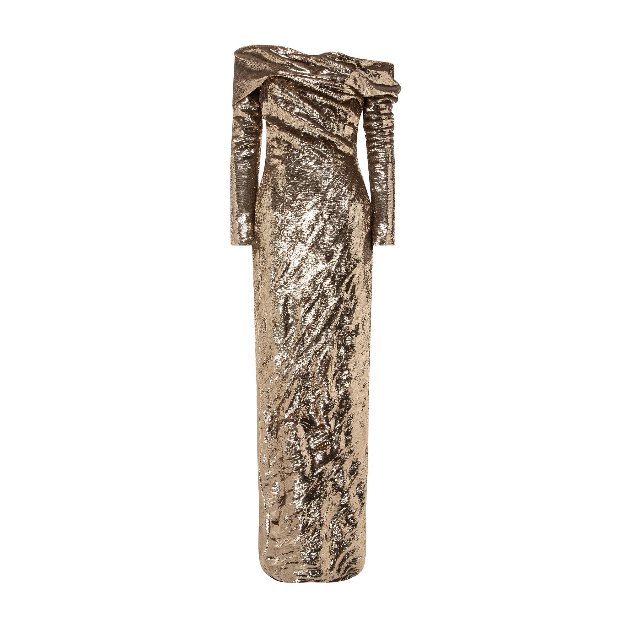Off-Shoulder Sequins Dress With Wire Outline