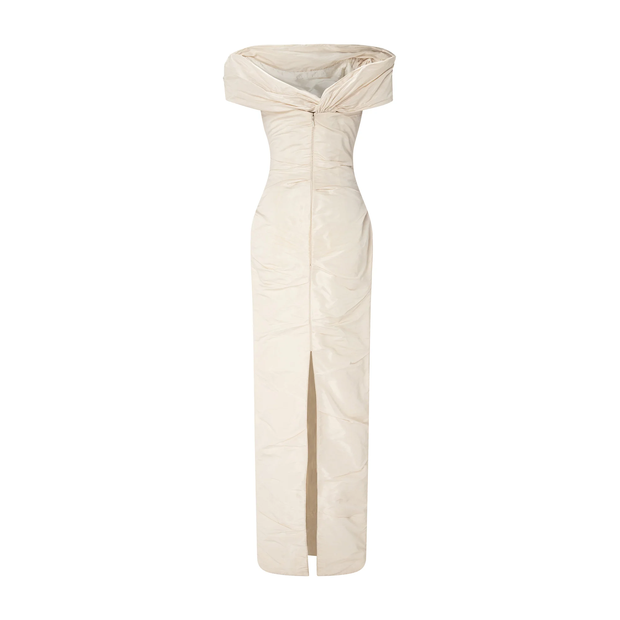 Off-Shoulder Taffeta Dress With Wire Outline - Image 4