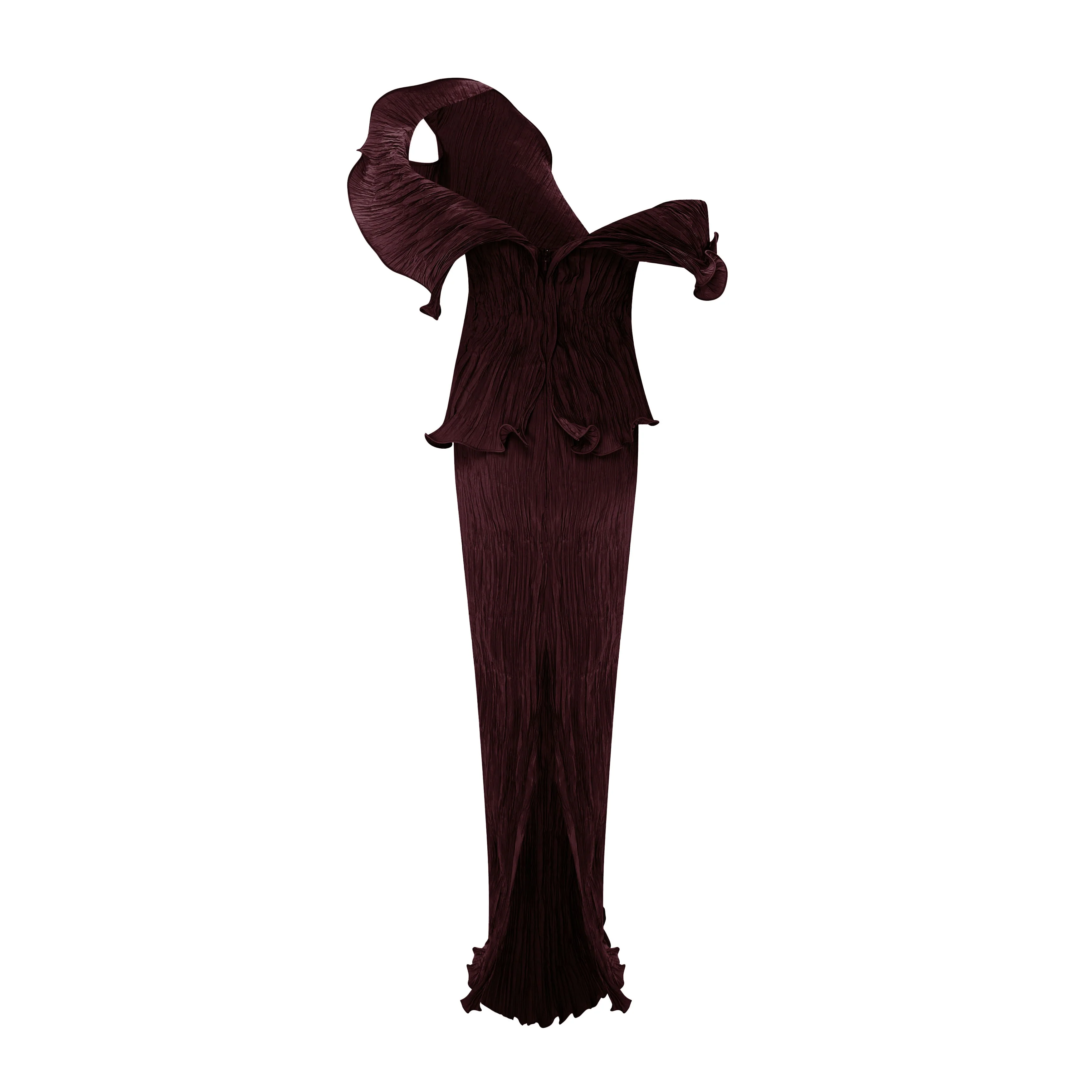 Off-Shoulder Taffeta Pleated With Wiring Outline Dress - Image 6