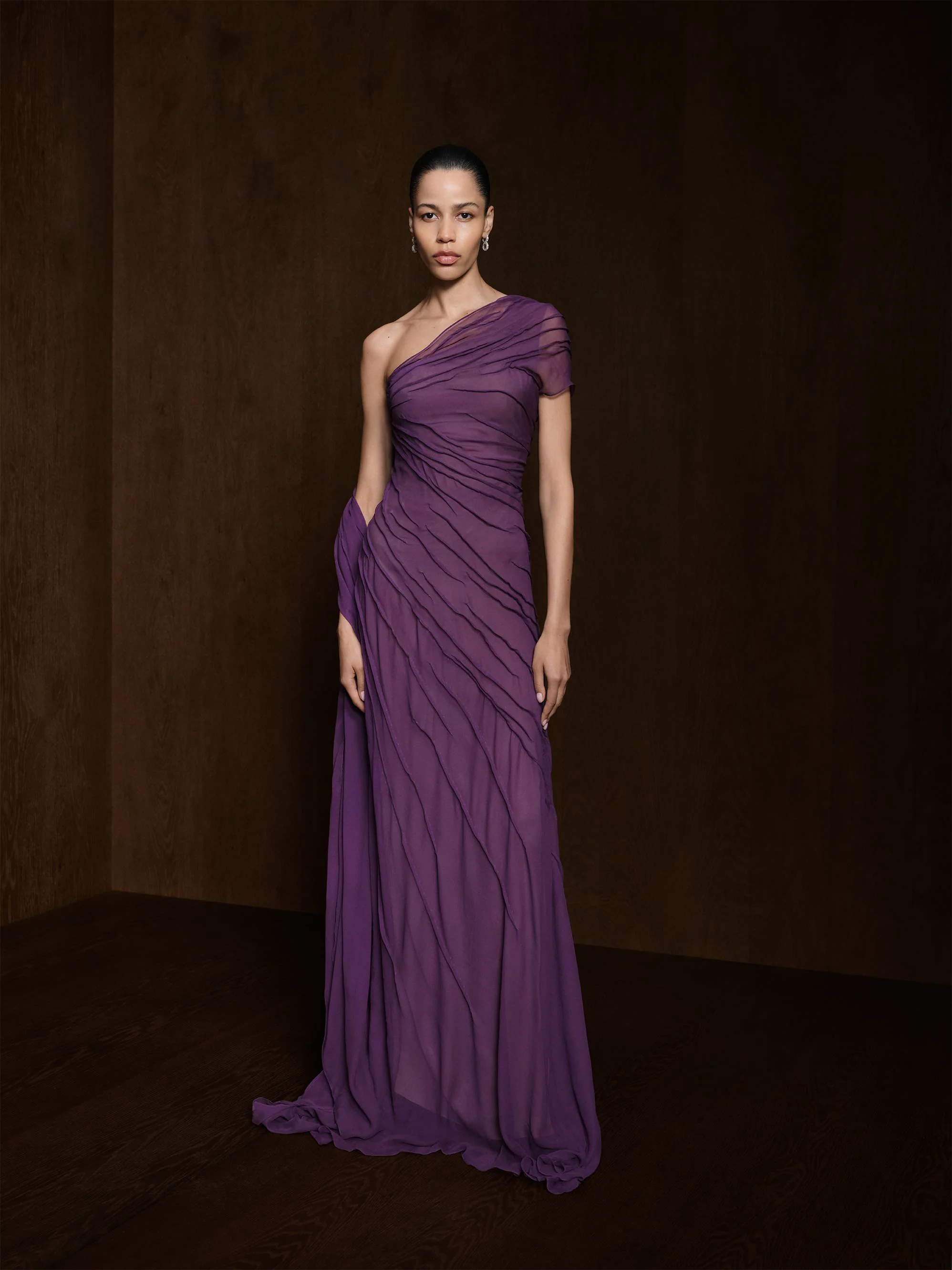 One Shoulder Silk Georgette Dress - Image 2