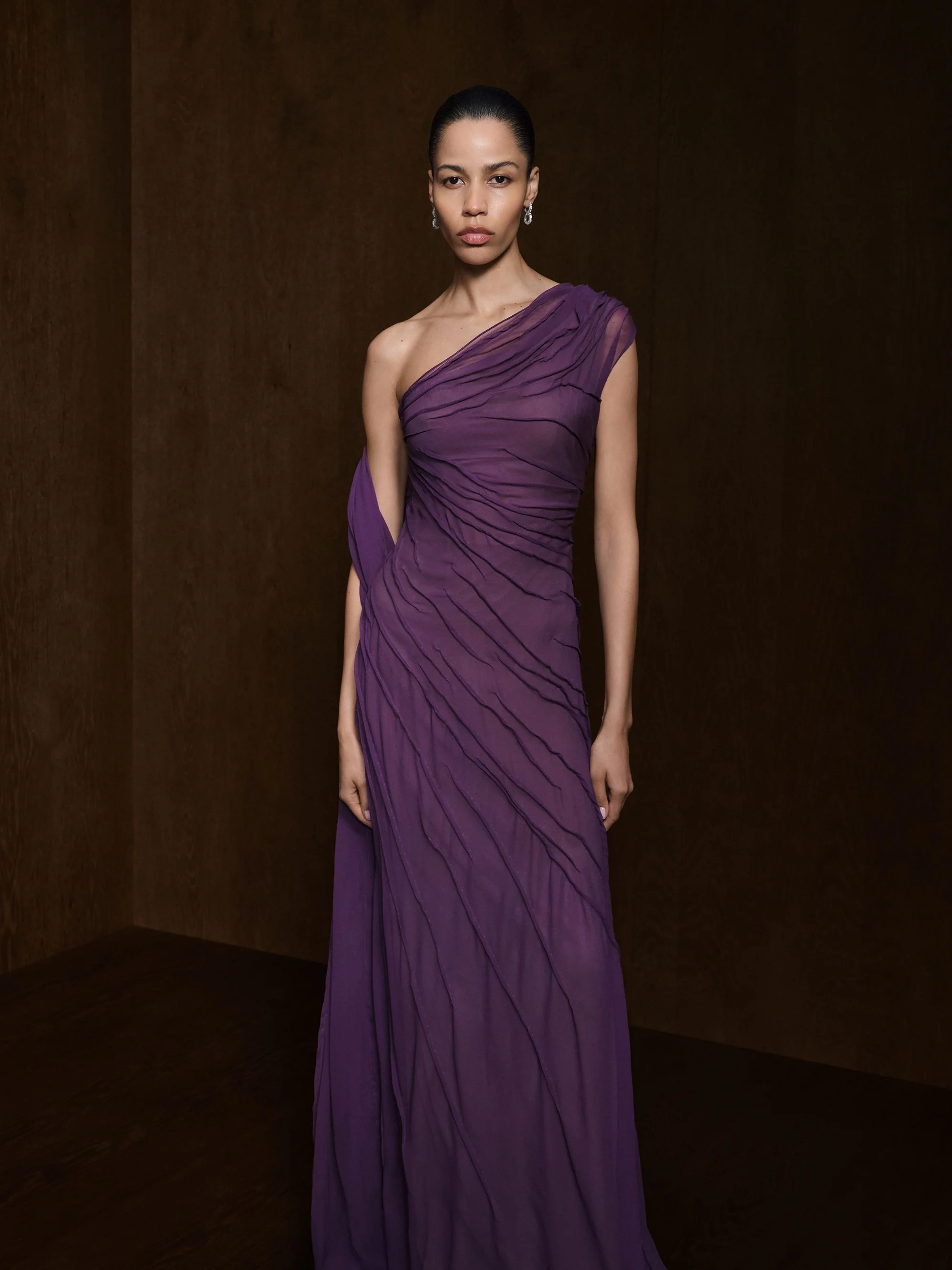 One Shoulder Silk Georgette Dress - Image 3