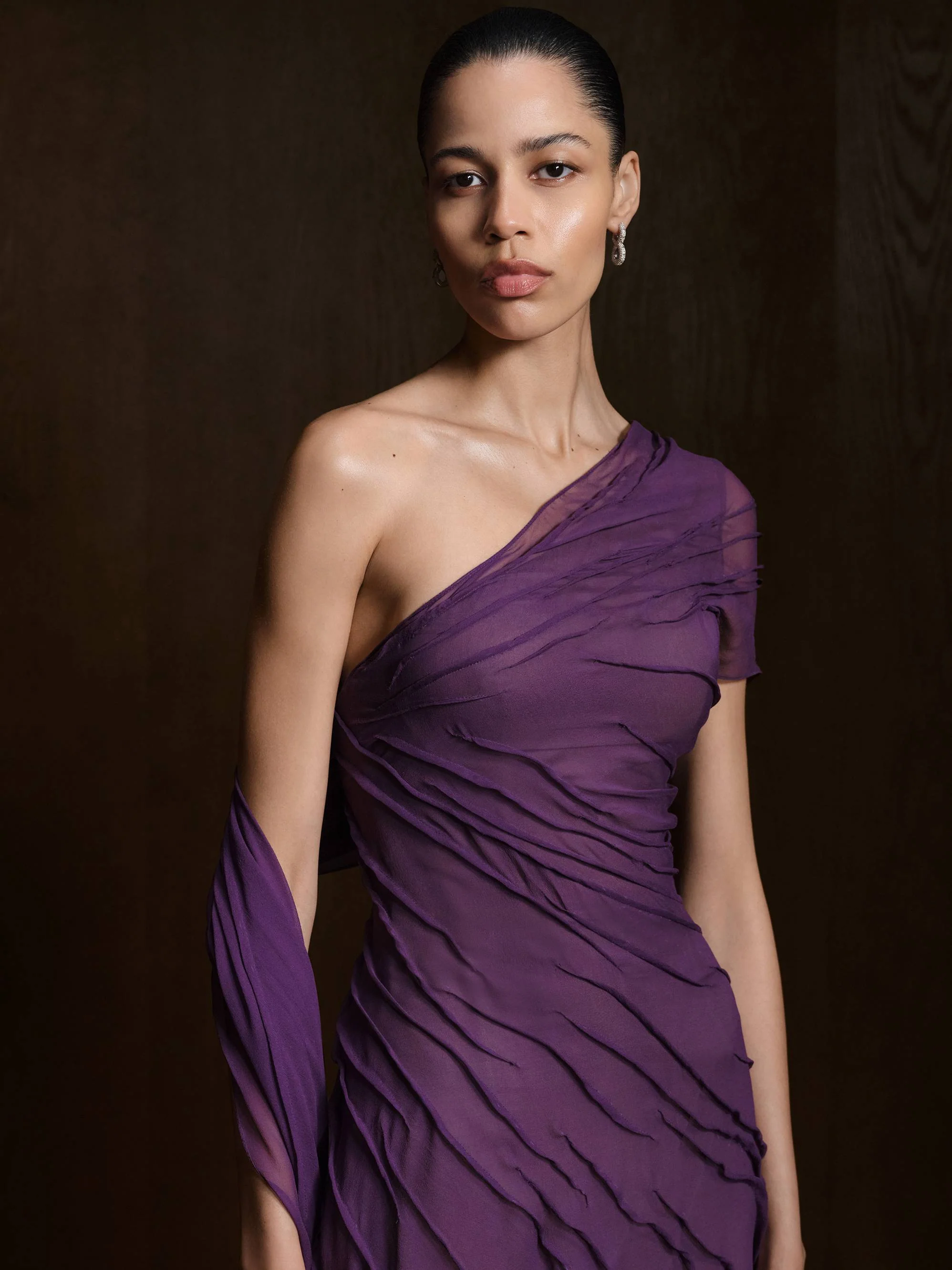 One Shoulder Silk Georgette Dress - Image 4